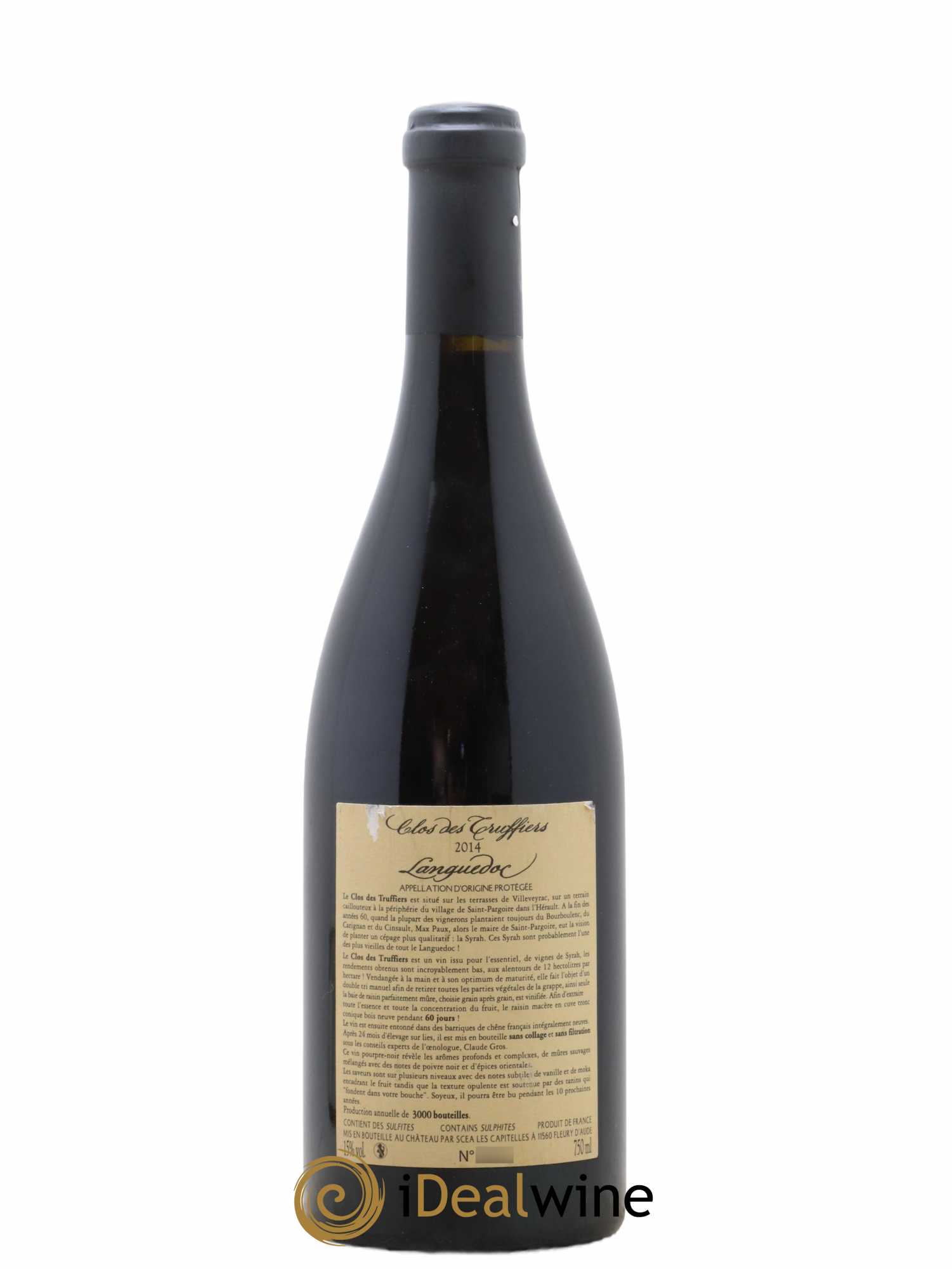 La Clape Château de La Négly Clos des Truffiers Jean Paux-Rosset 2014 - Lot de 1 bouteille - 1