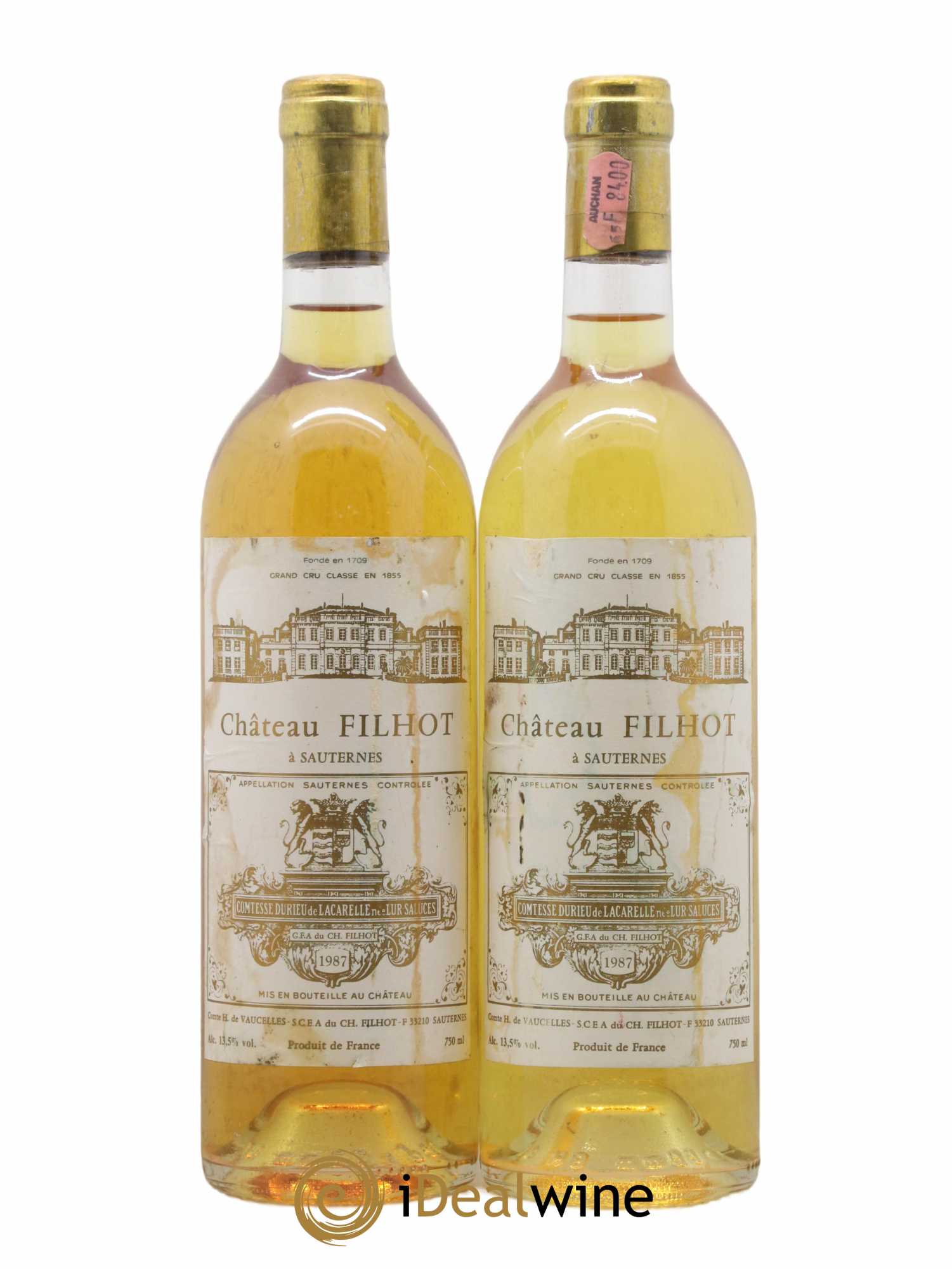 Château Filhot 2ème Grand Cru Classé 1987 - Lot de 2 bouteilles - 0