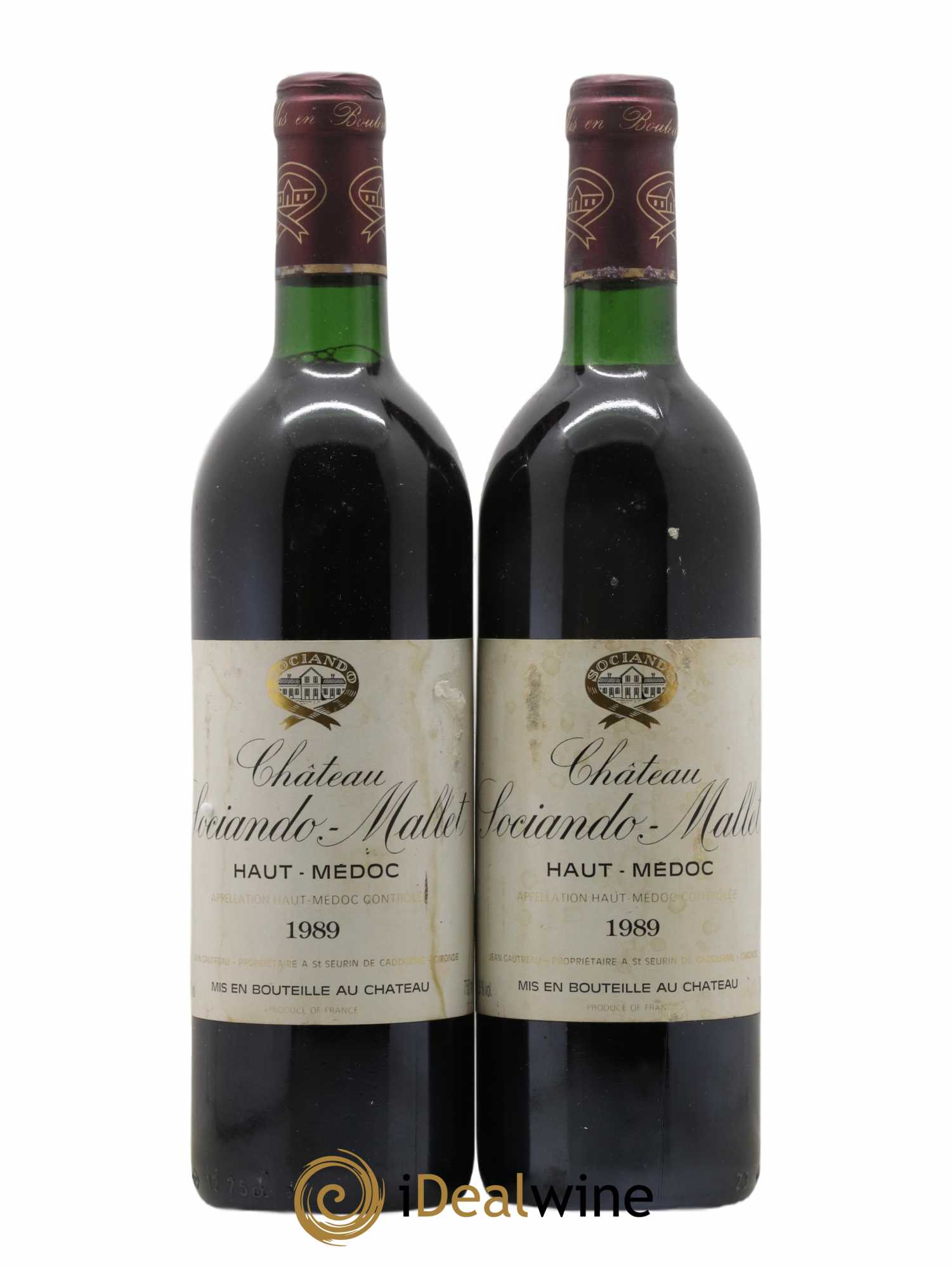 Château Sociando Mallet 1989 - Lot of 2 bottles - 0