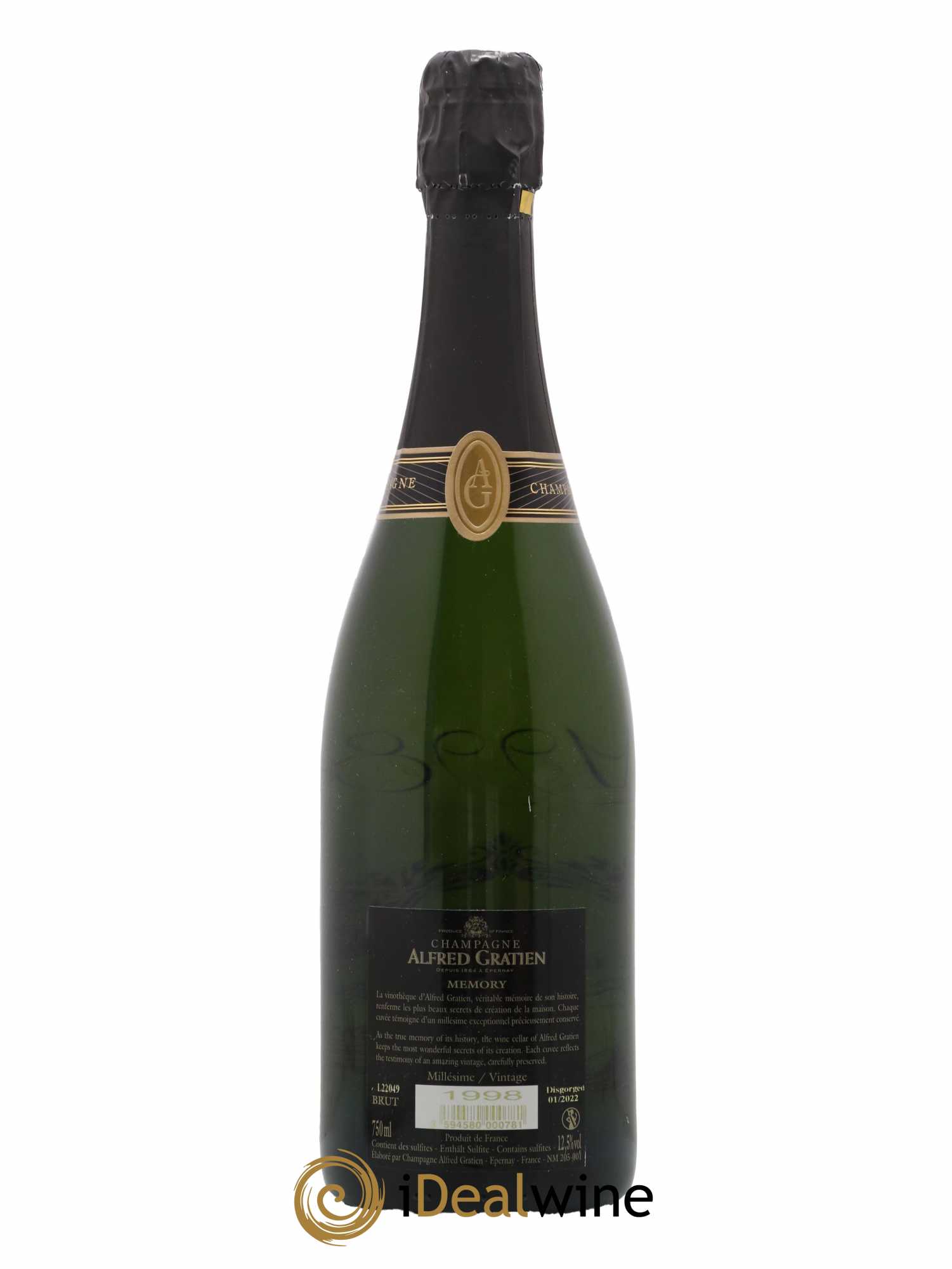 Champagne Alfred Gratien Memory 1998 - Lot de 1 bouteille - 1