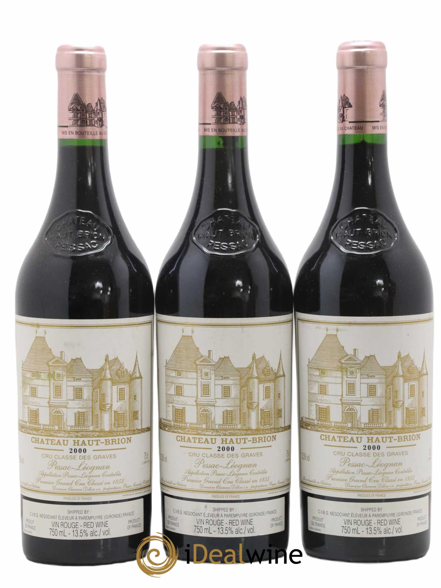 Château Haut Brion 1er Grand Cru Classé 2000 - Lot of 3 bottles - 0