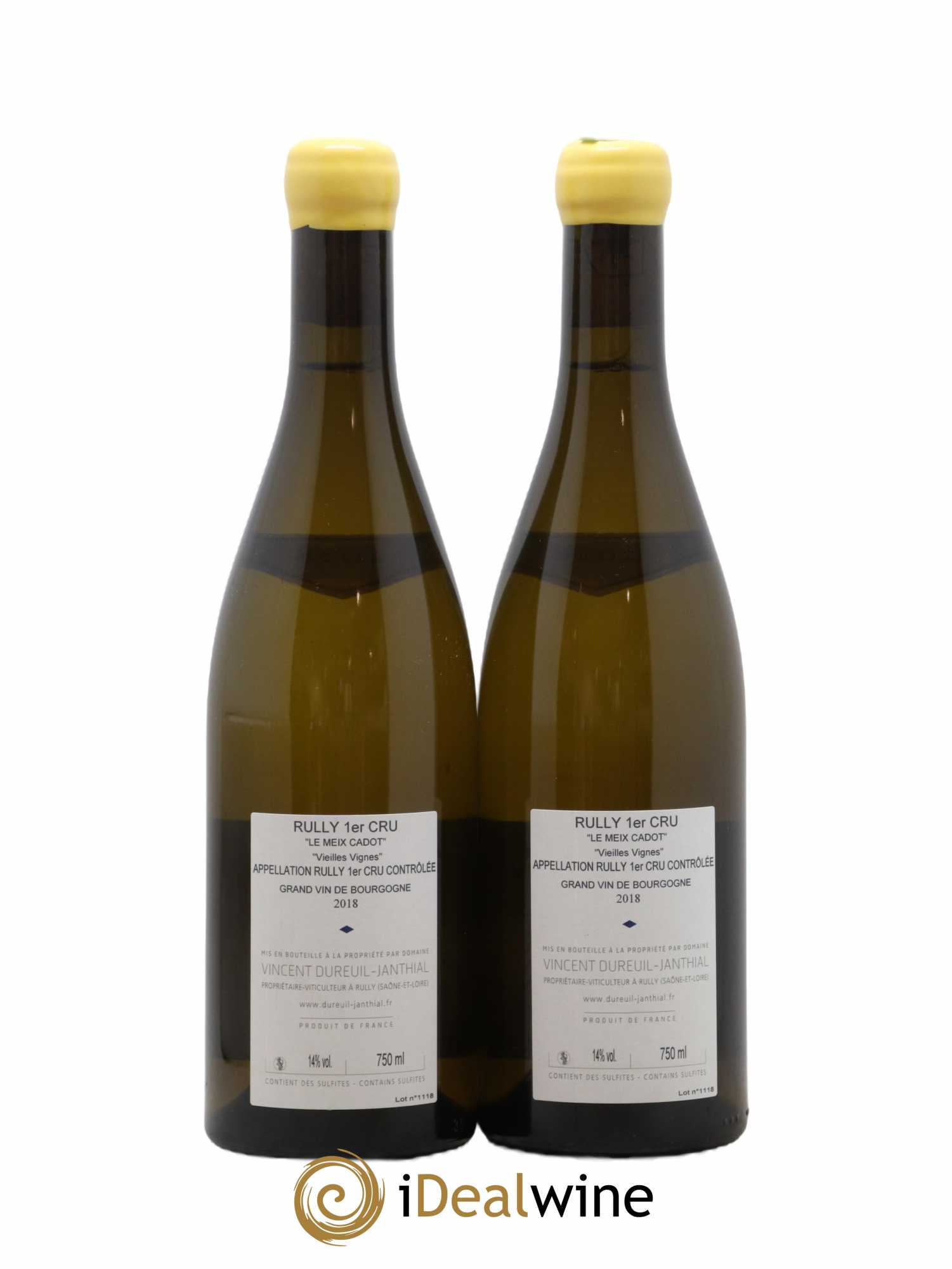 Rully 1er Cru Le Meix Cadot Vieilles Vignes Vincent Dureuil-Janthial 2018 - Lot de 2 bouteilles - 1