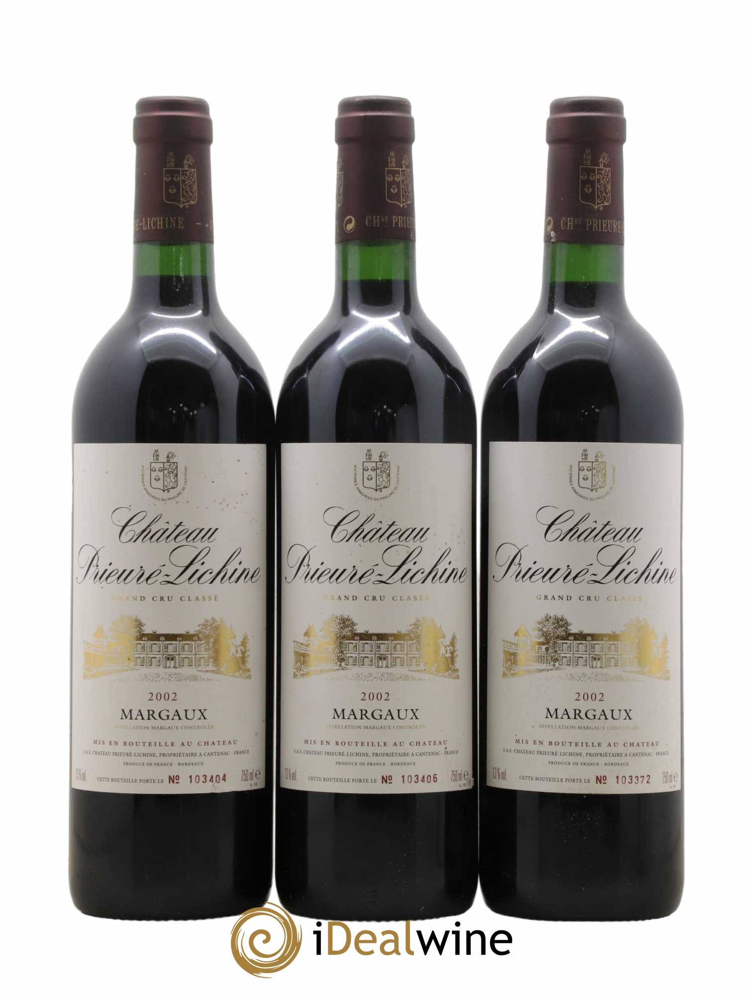 Château Prieuré Lichine 4ème Grand Cru Classé 2002 - Lot of 3 bottles - 0