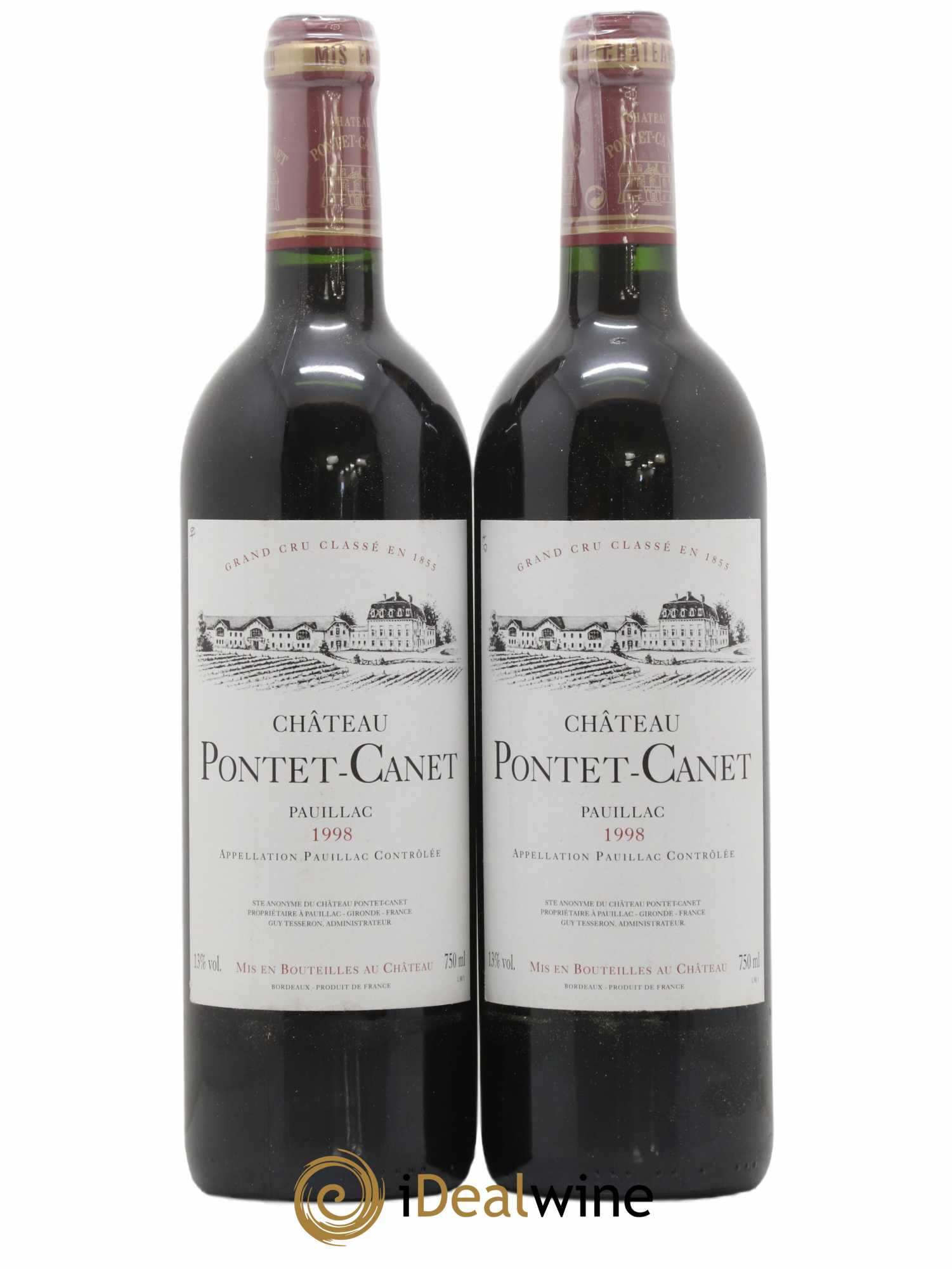 Château Pontet Canet 5ème Grand Cru Classé 1998 - Lot de 2 bouteilles - 0
