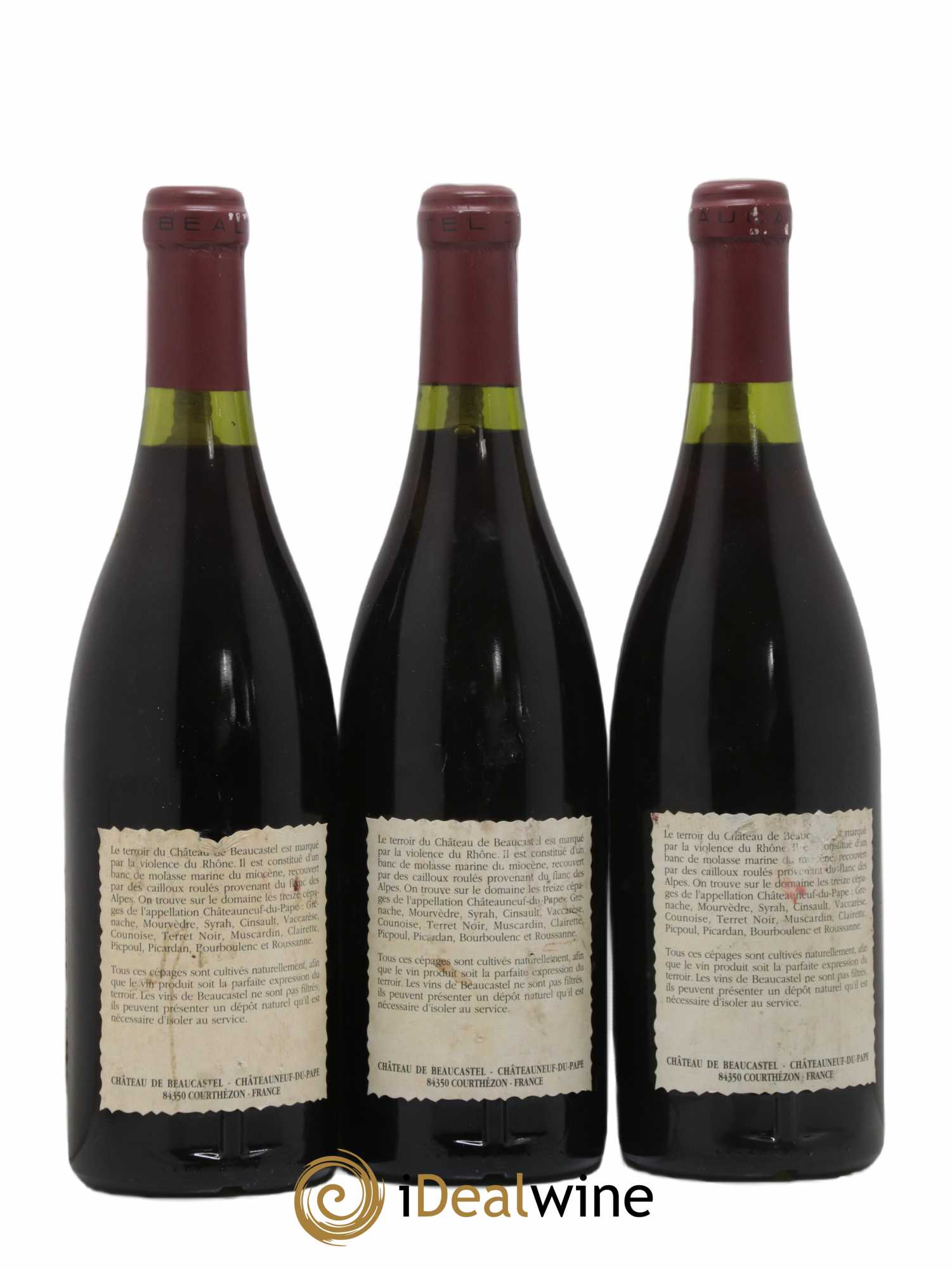 Châteauneuf-du-Pape Château de Beaucastel Famille Perrin 1990 - Lot of 3 bottles - 1