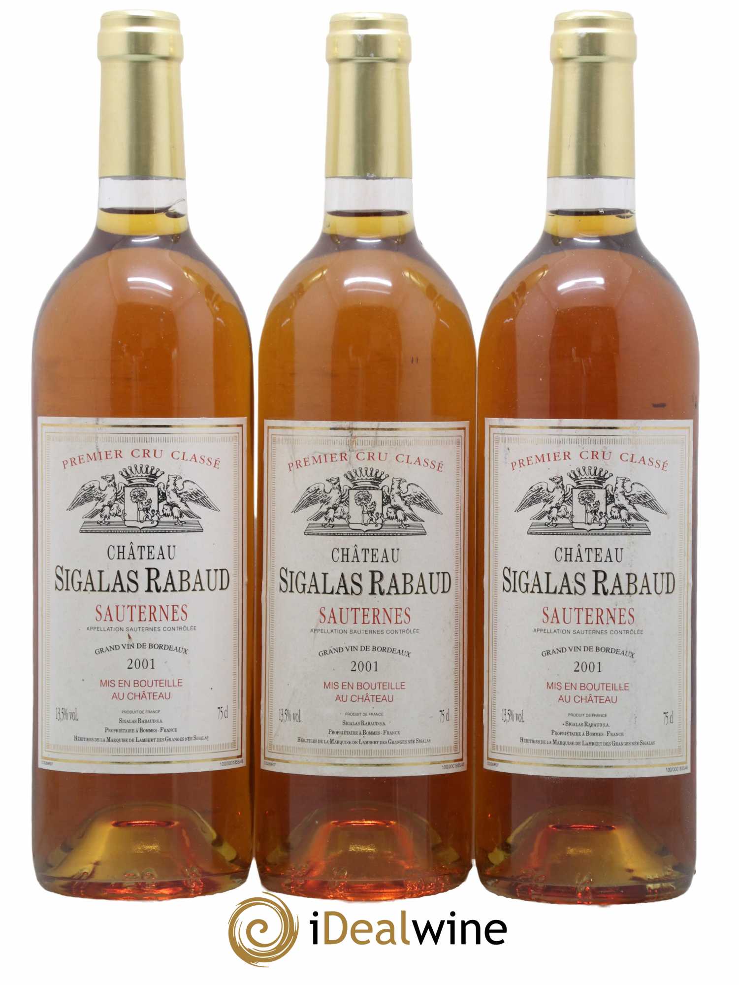 Château Sigalas Rabaud 1er Grand Cru Classé 2001 - Lotto di 3 bottiglie - 0