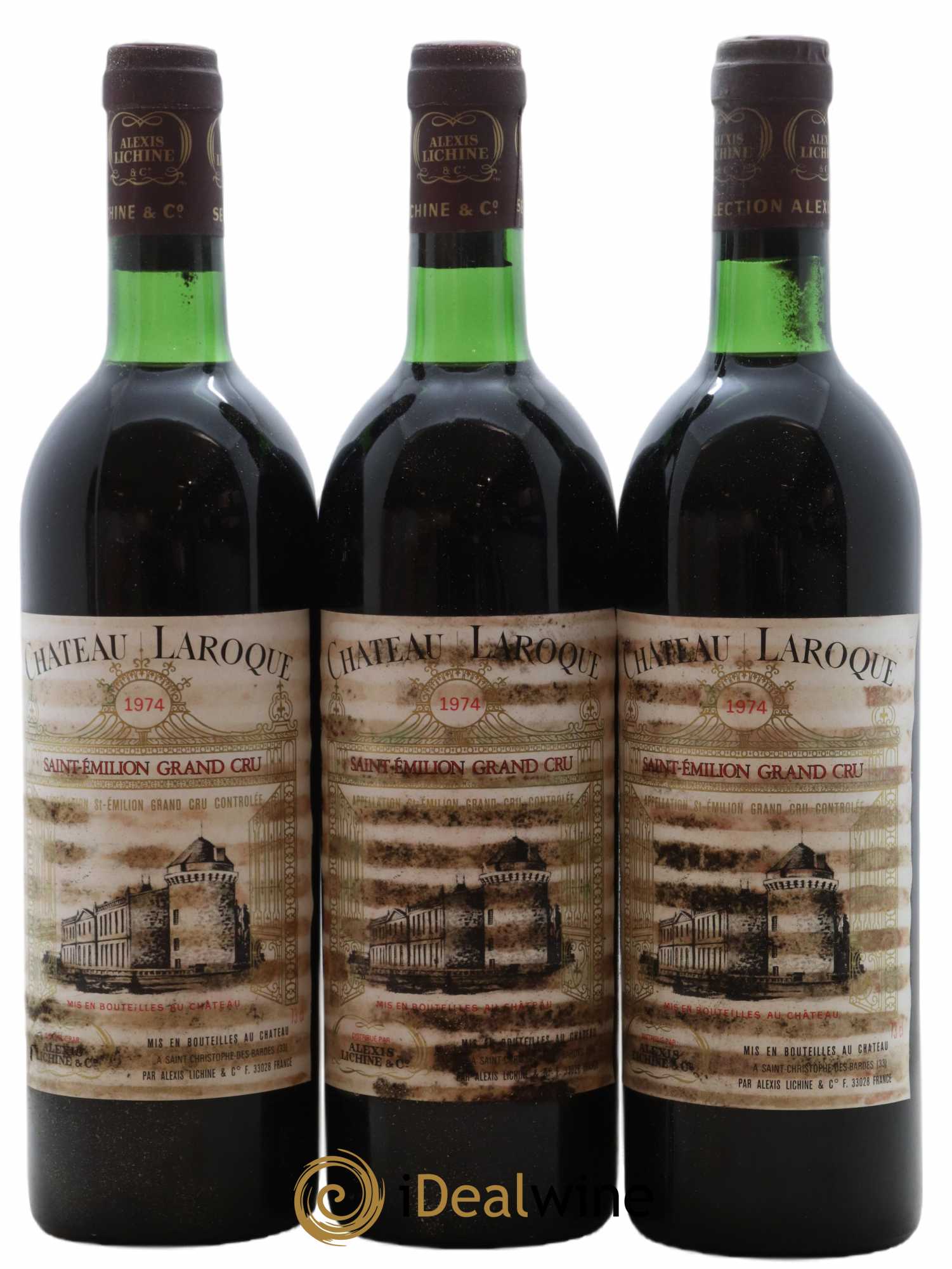 Château Laroque Grand Cru Classé 1974 - Lot de 3 bouteilles - 0