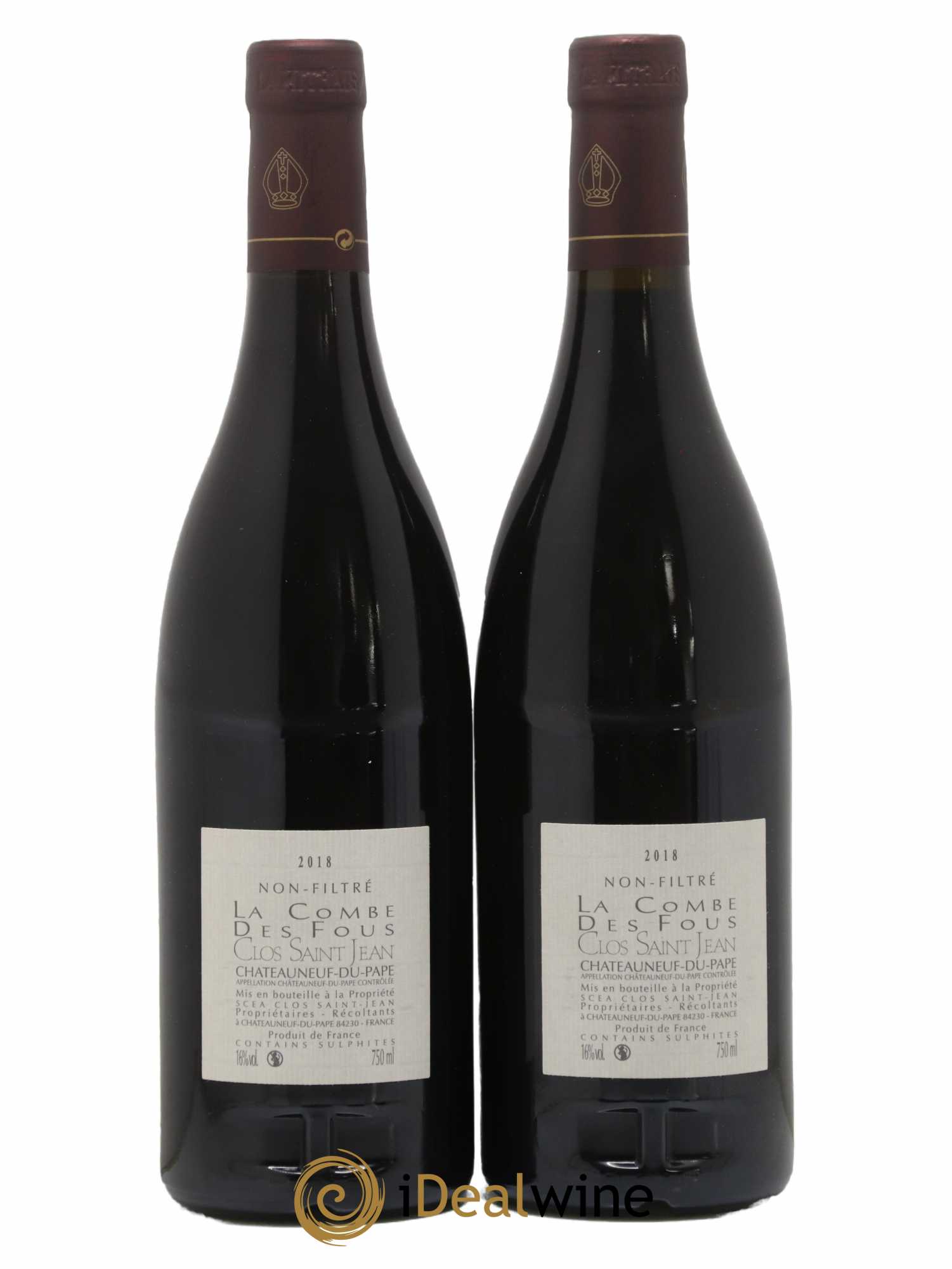 Châteauneuf-du-Pape Clos Saint-Jean La Combe des Fous Pascal et Vincent Maurel 2018 - Lot de 2 bouteilles - 1