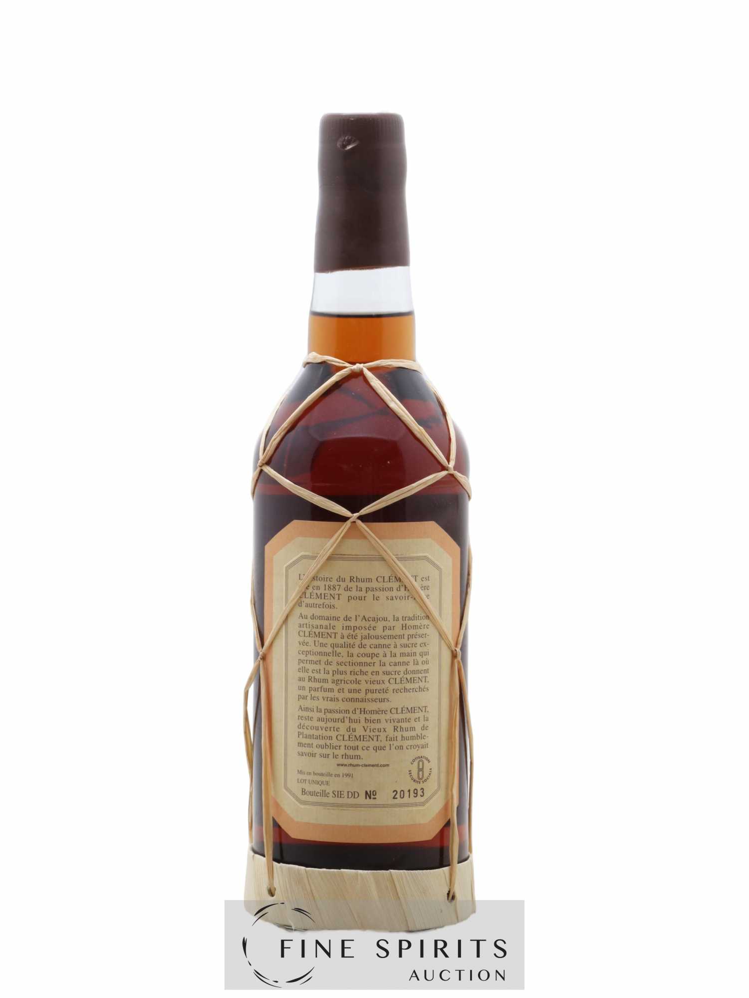 Clément 1970 Of. Domaine de l'Acajou Vieilli en fûts de Chêne bottled in 1991 - Posten von 1 Flasche - 2