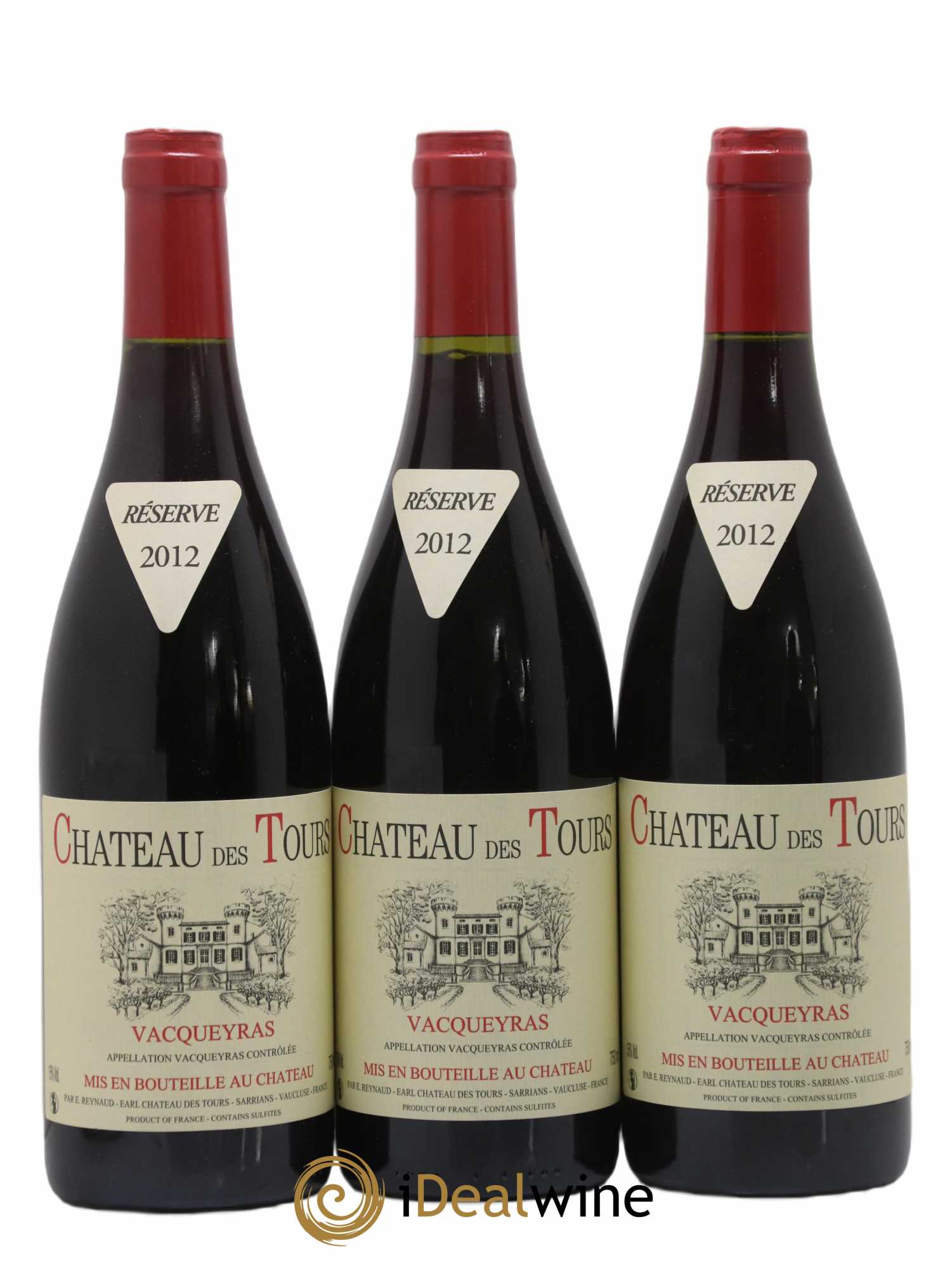 Vacqueyras Château des Tours Emmanuel Reynaud 2012 - Lot de 3 bouteilles - 0