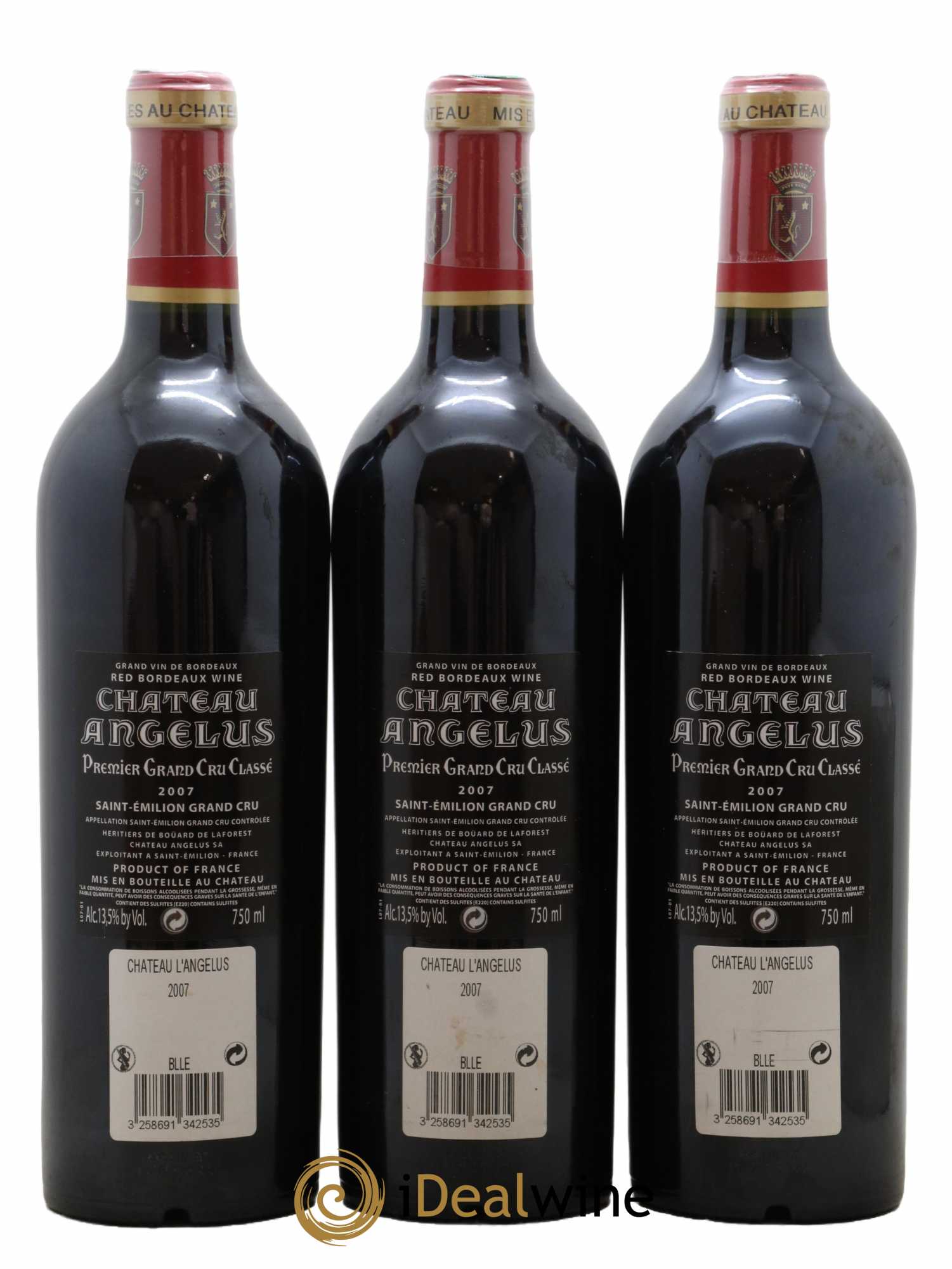 Château Angélus 1er Grand Cru Classé A 2007 - Lot de 3 bouteilles - 1