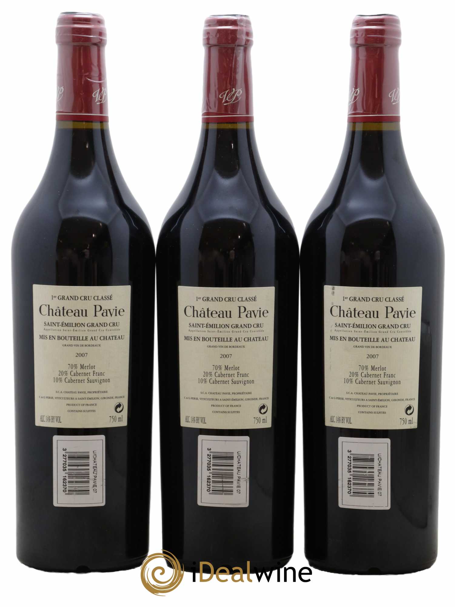 Château Pavie 1er Grand Cru Classé A 2007 - Lot of 3 bottles - 1