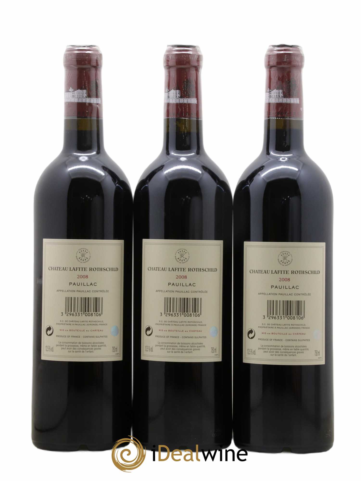 Château Lafite Rothschild 1er Grand Cru Classé 2008 - Lot of 3 bottles - 1