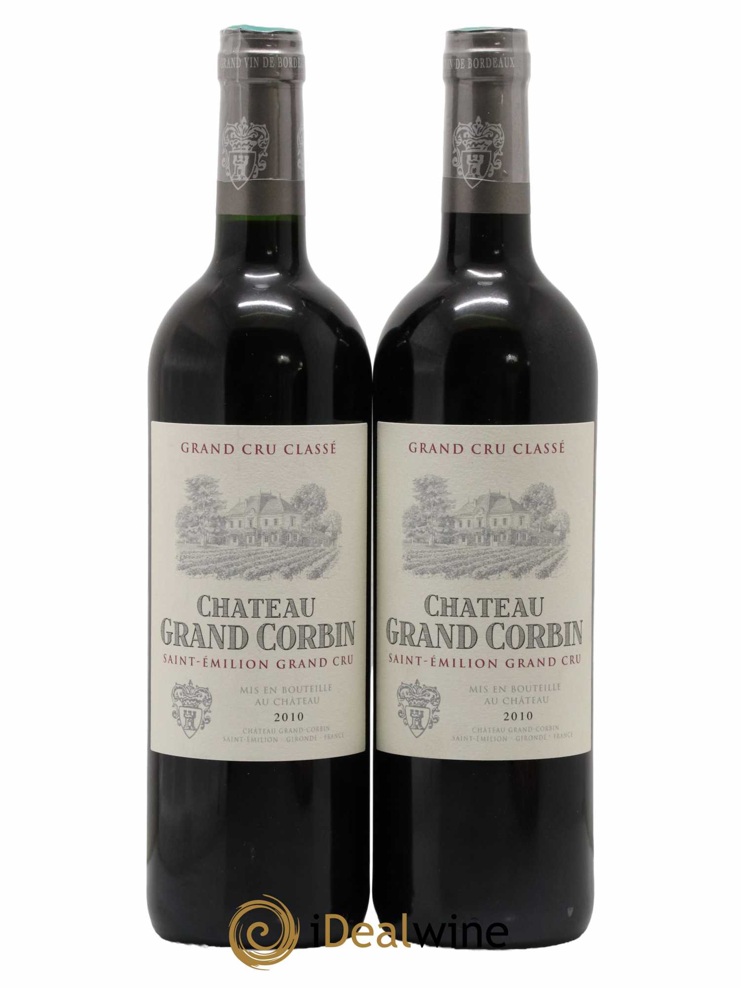 Château Grand Corbin Grand Cru Classé 2010 - Lot de 2 bouteilles - 0