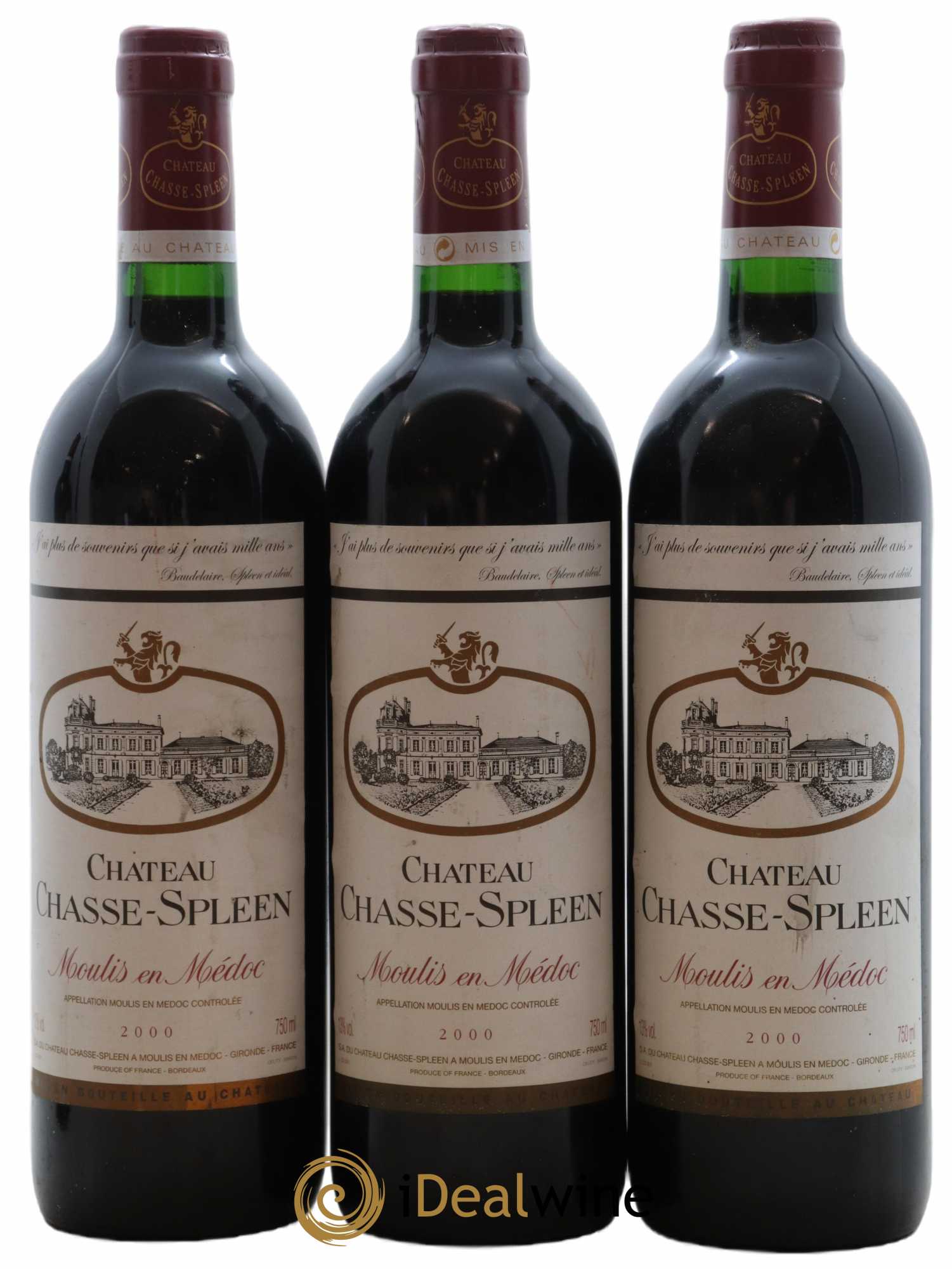 Château Chasse Spleen 2000 - Lot de 3 bouteilles - 0