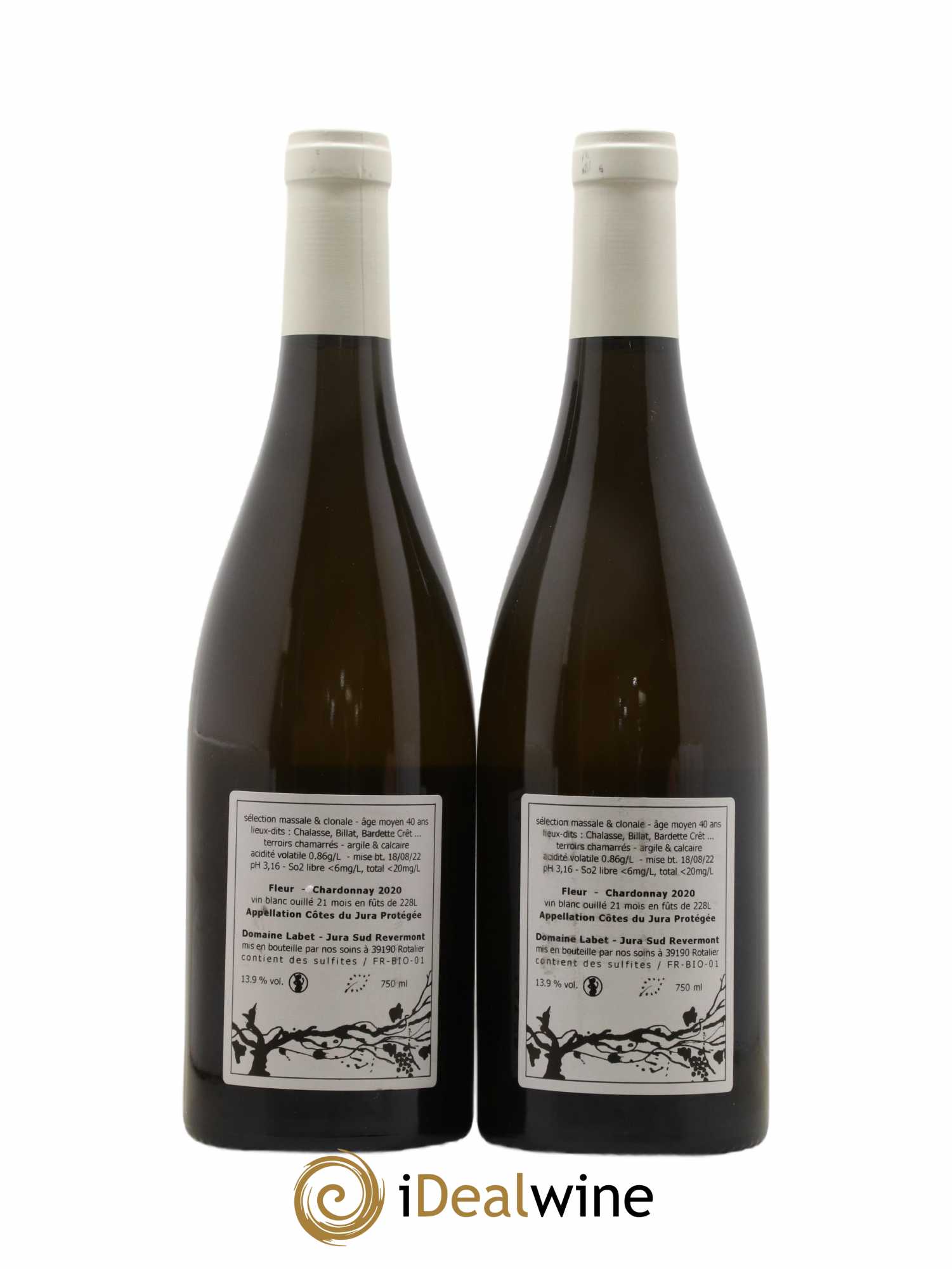 Côtes du Jura Chardonnay Fleur Romain - Julien - Charline Labet 2020 - Lot de 2 bouteilles - 1