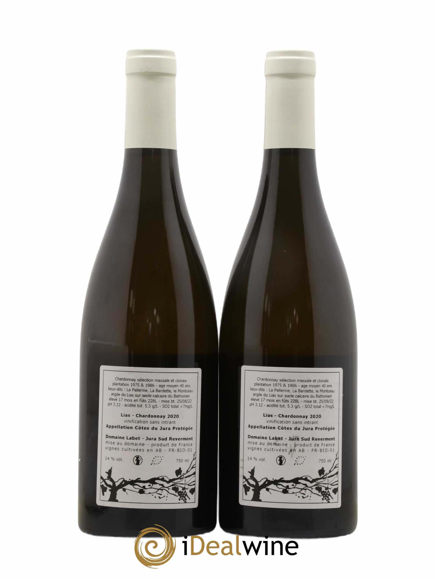 Côtes du Jura Chardonnay Lias Romain - Julien - Charline Labet 2020 - Lot de 2 bouteilles - 1