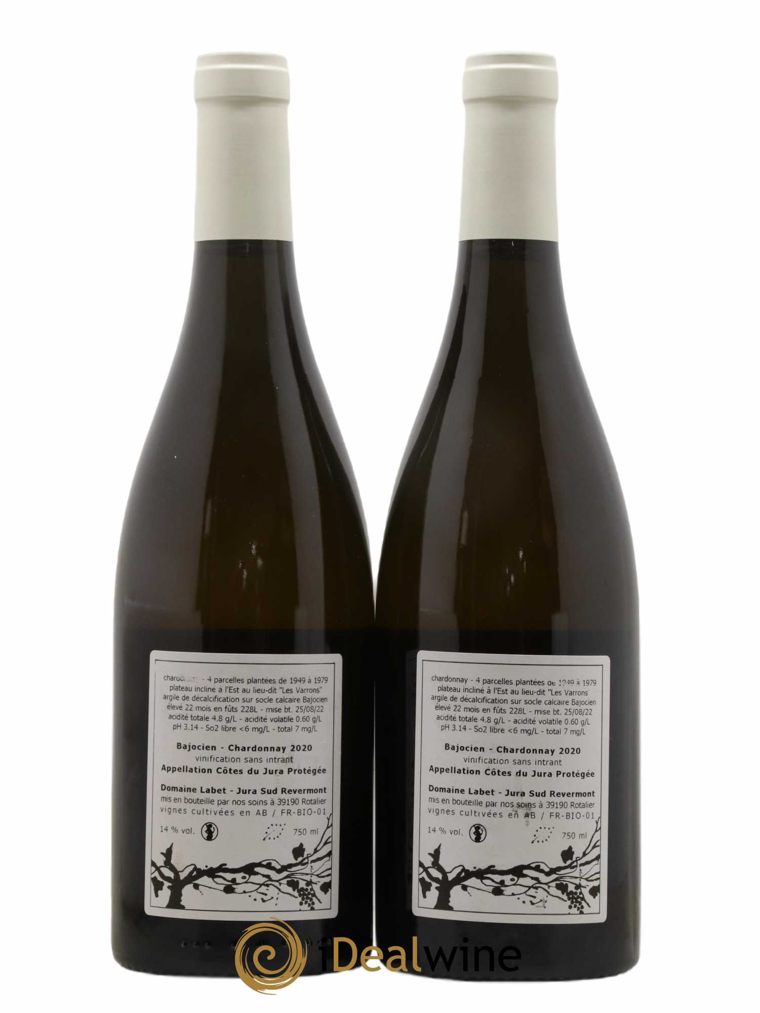 Côtes du Jura Chardonnay Bajocien Romain - Julien - Charline Labet 2020 - Lot de 2 bouteilles - 1