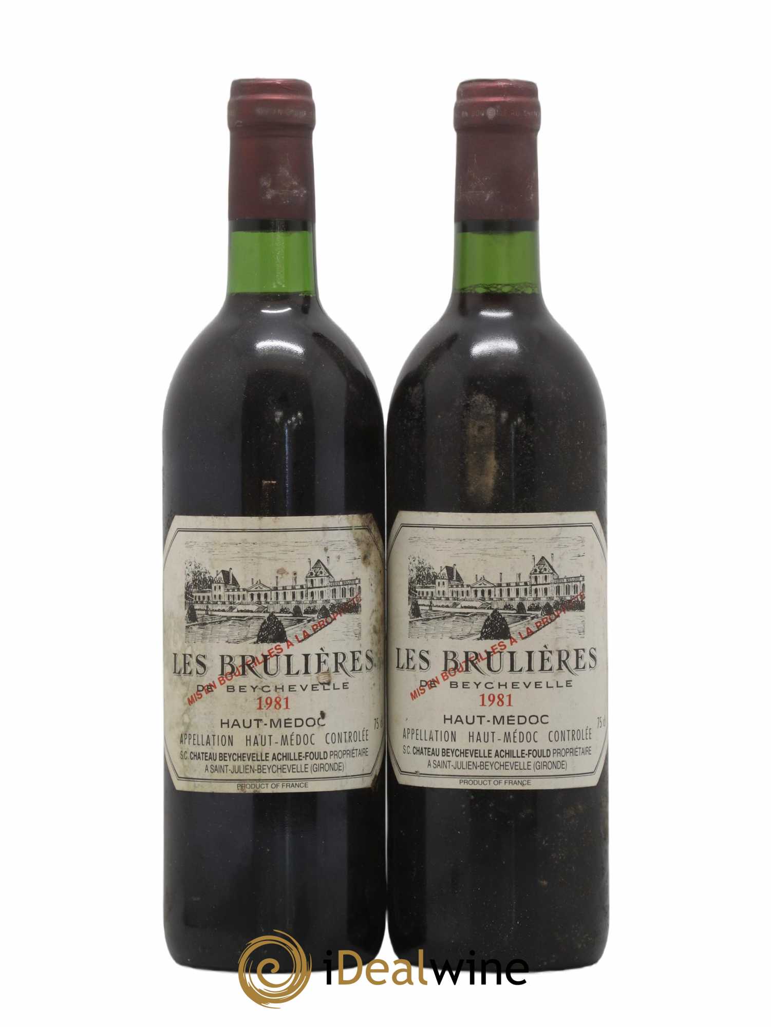 Haut Médoc Brulières de Beychevelle 1981 - Lot of 2 bottles - 0