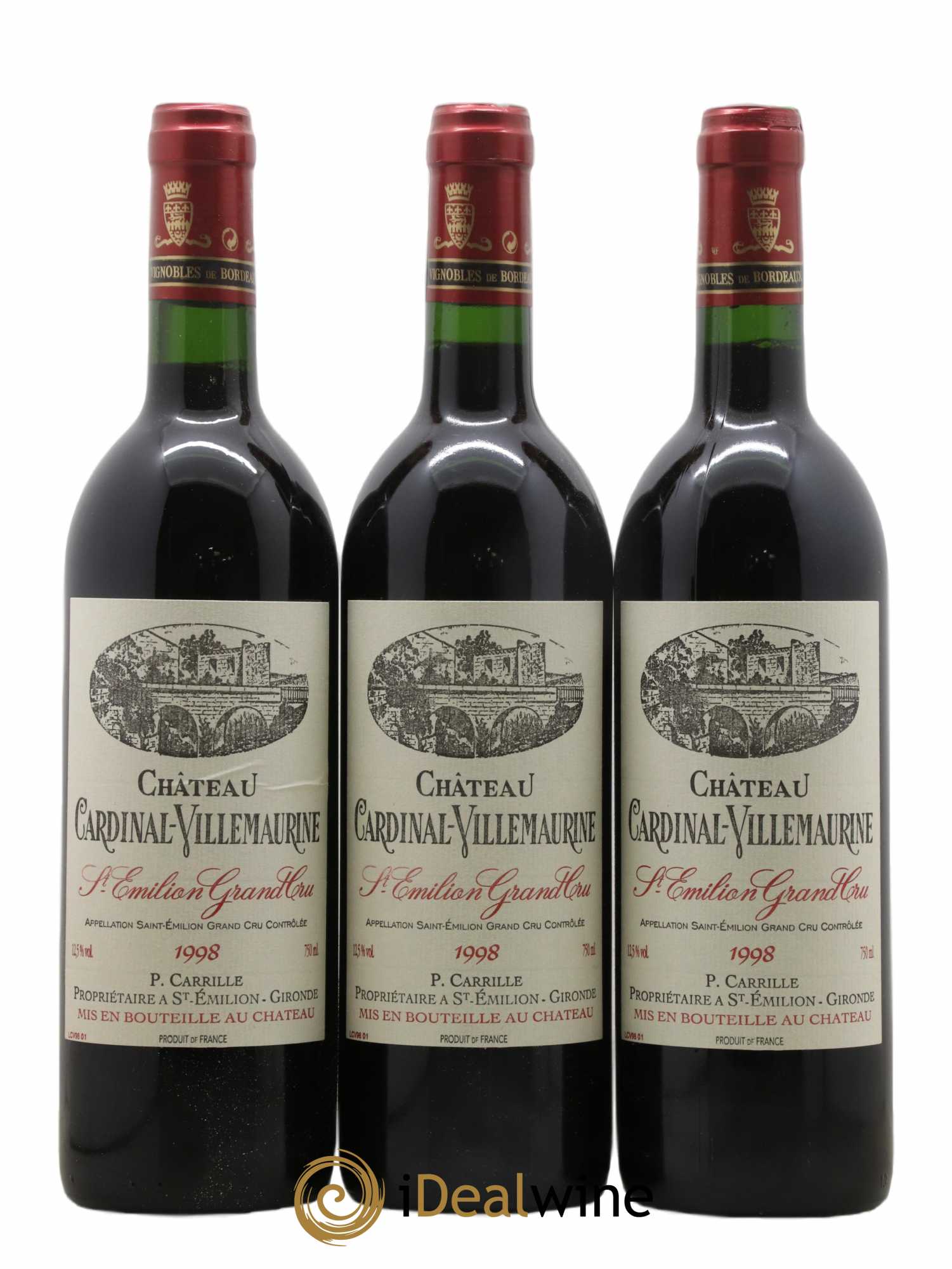 Saint-Émilion Grand Cru Château Cardinal Villemarine 1998 - Lot de 6 bouteilles - 1
