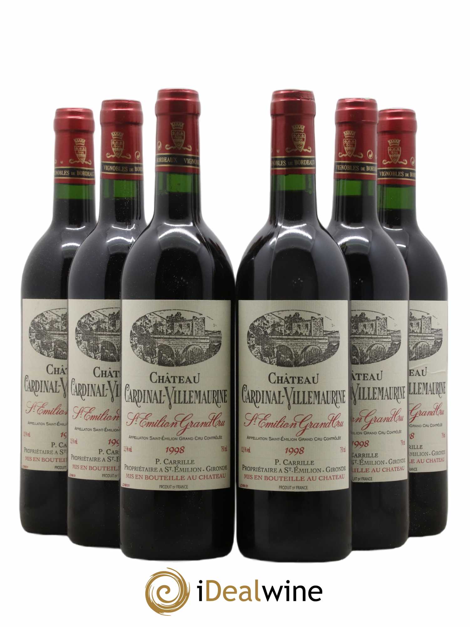 Saint-Émilion Grand Cru Château Cardinal Villemarine 1998 - Lot de 6 bouteilles - 0