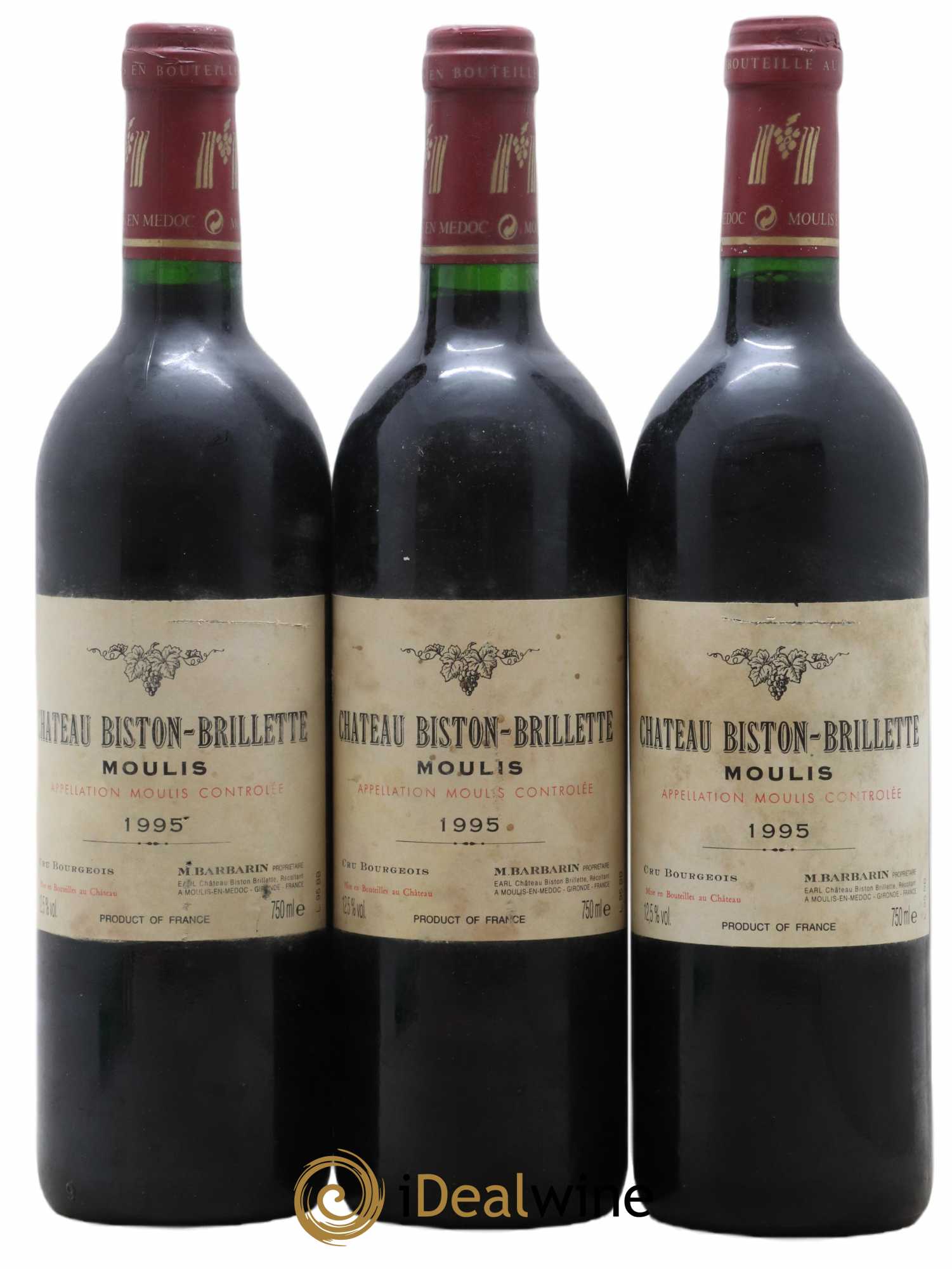 Château Biston Brillette (sans prix de réserve) 1995 - Lot de 3 bouteilles - 0
