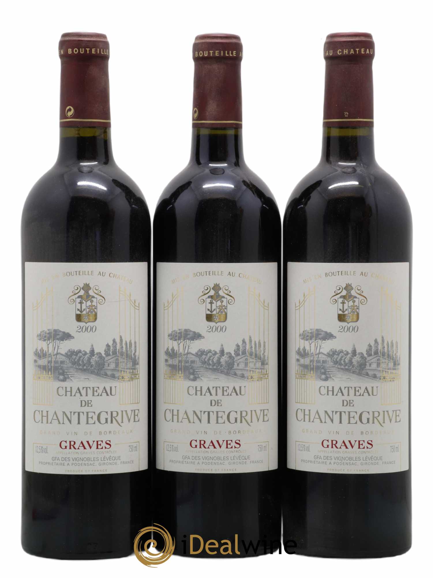 Château de Chantegrive 2000 - Lot de 3 bouteilles - 0