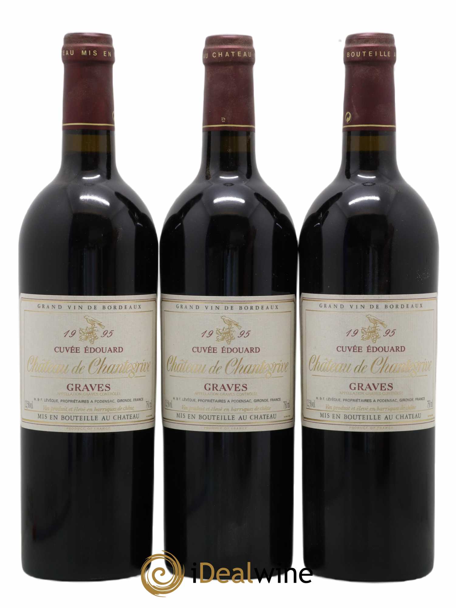 Château de Chantegrive Cuvée Edouard (sans prix de réserve) 1995 - Lot de 3 bouteilles - 0