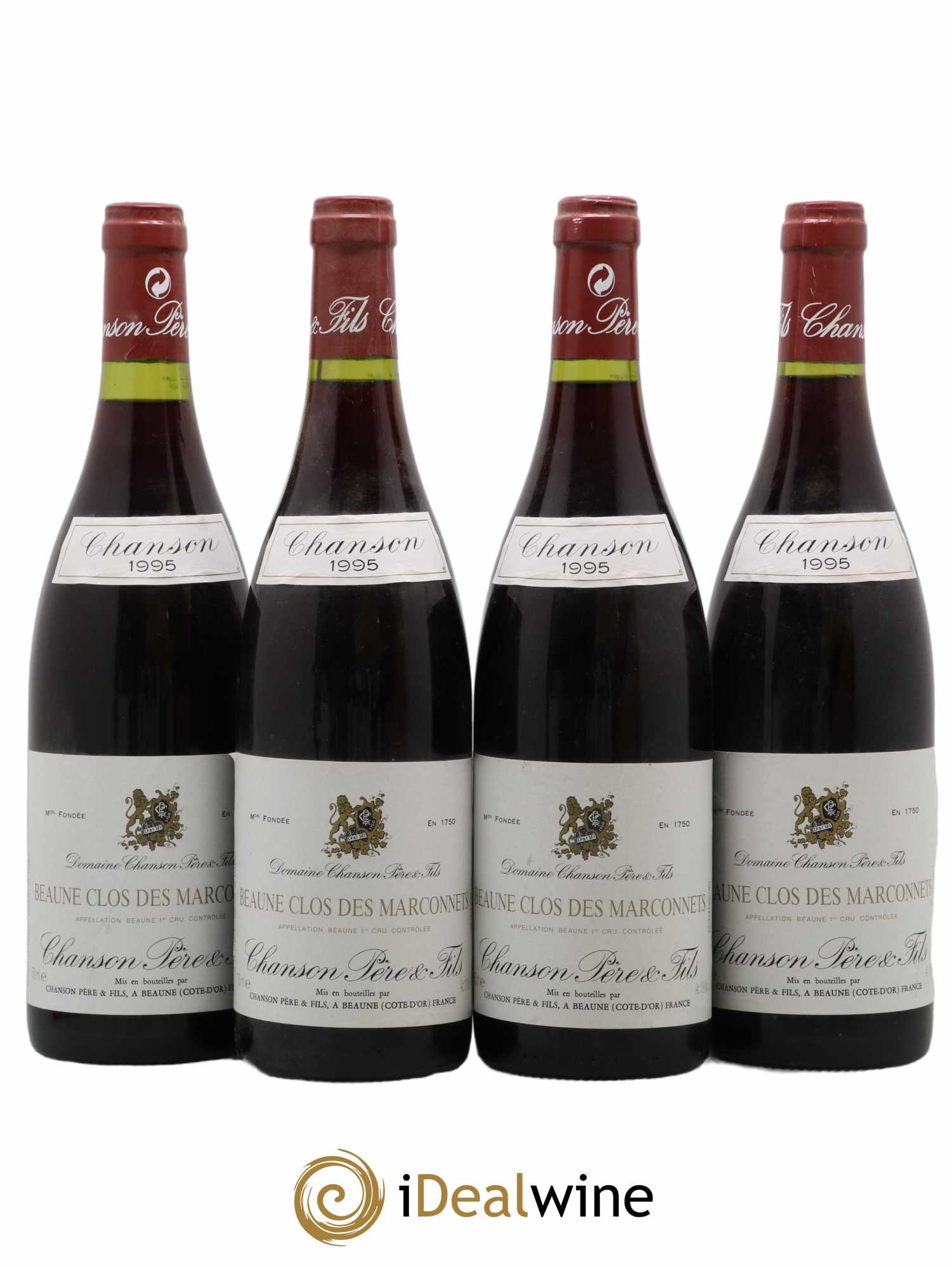 Beaune 1er Cru Clos des Marconnets Chanson (sans prix de réserve) 1995 - Lot de 4 bouteilles - 0