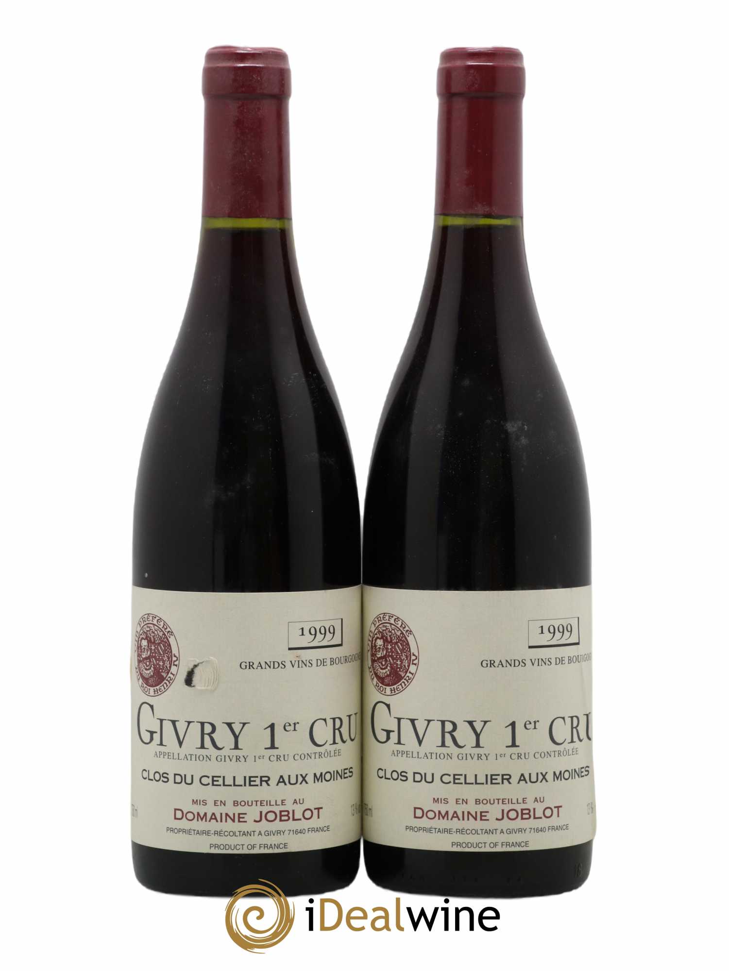 Givry 1er Cru Clos du Cellier aux Moines Joblot (Domaine) 1999 - Lot de 2 bouteilles - 0