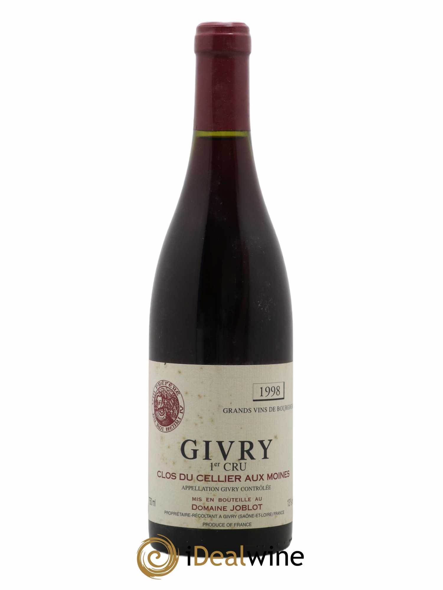Givry 1er Cru Clos du Cellier aux Moines Joblot (Domaine) 1998 - Lot de 1 bouteille - 0