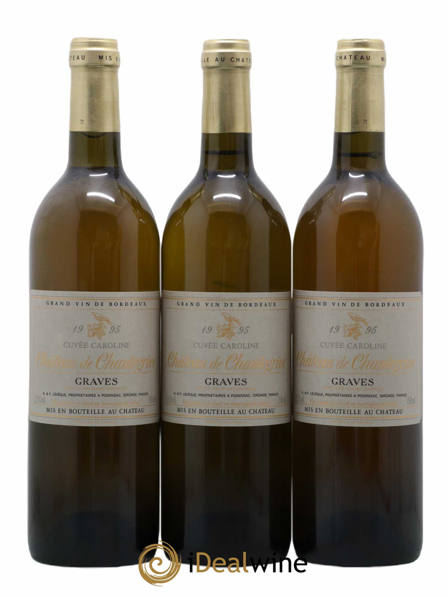 Château de Chantegrive Cuvée Caroline (sans prix de réserve) 1995 - Lot de 3 bouteilles - 0