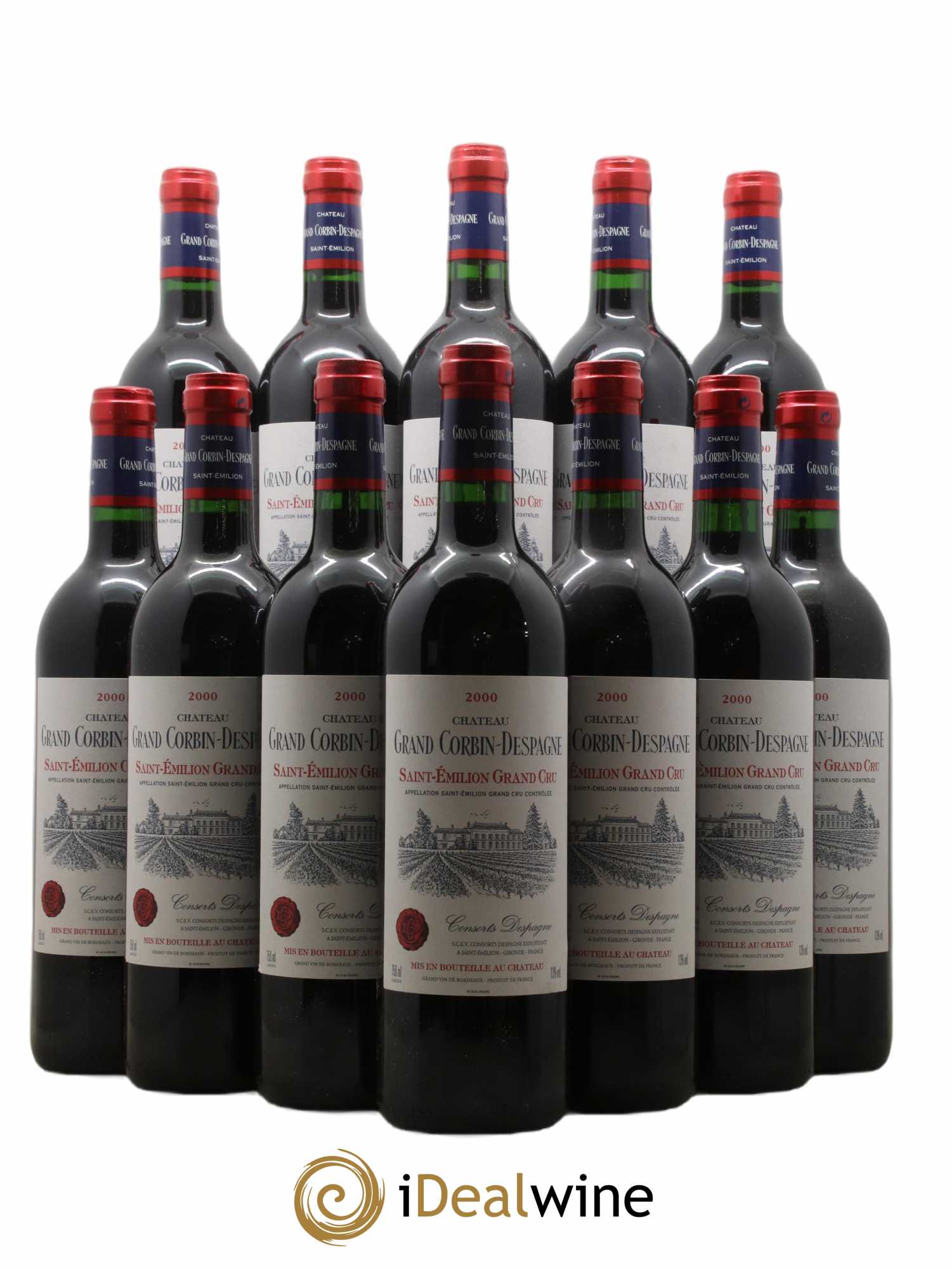 Château Grand Corbin Despagne Grand Cru Classé 2000 - Lot de 12 bouteilles - 0