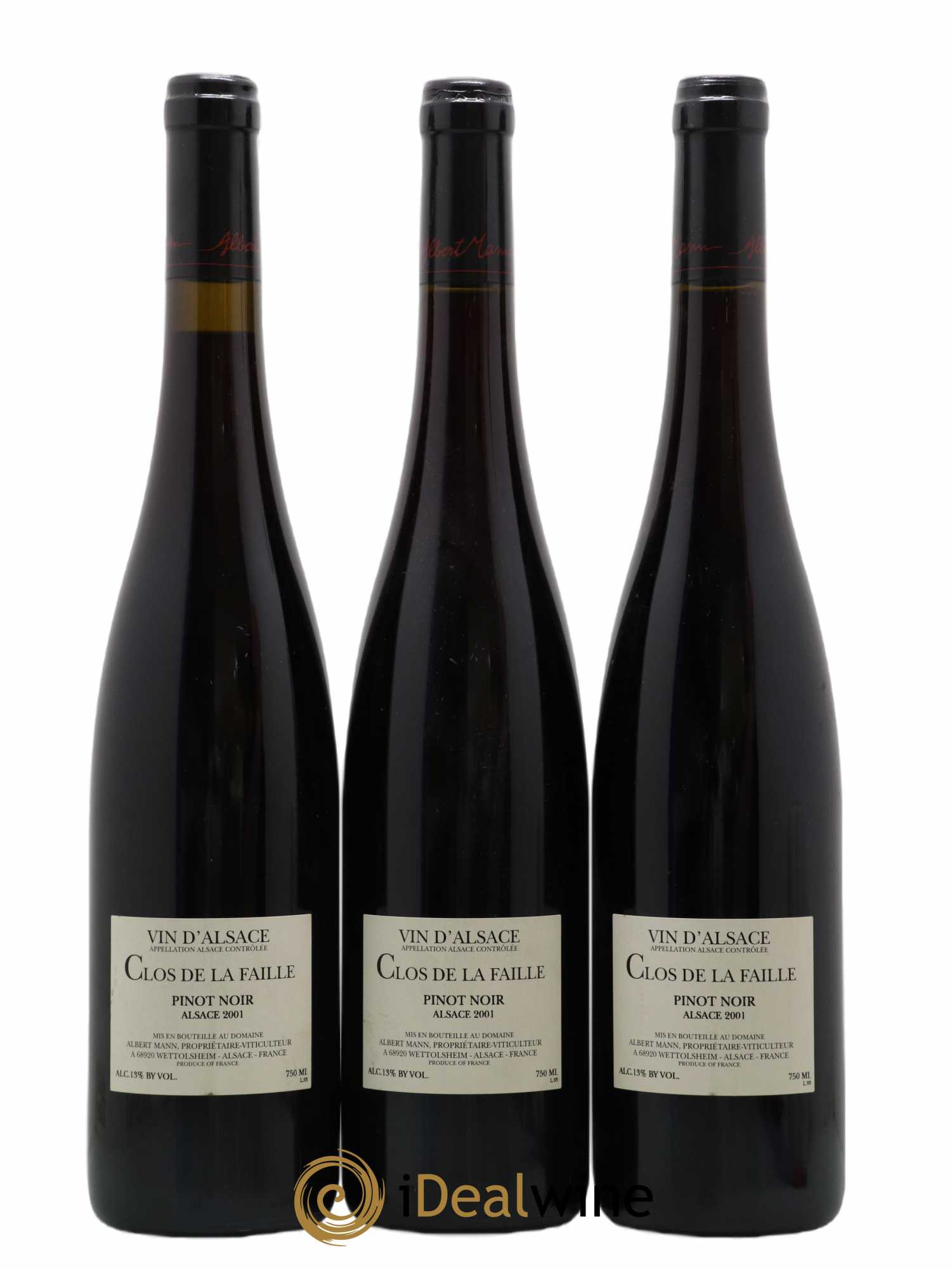 Alsace Pinot Noir Clos de la Faille Albert Mann 2001 - Lot de 3 bouteilles - 1