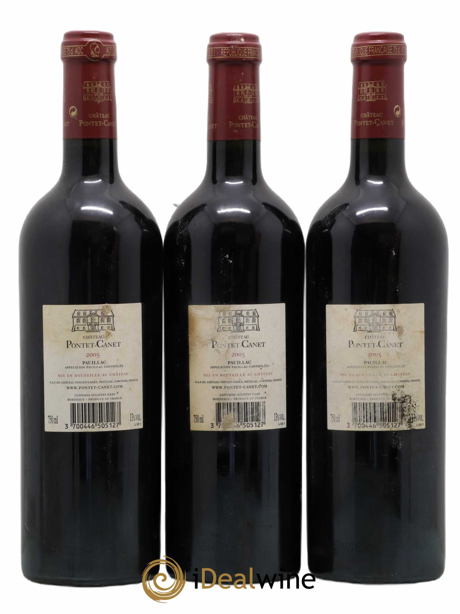 Château Pontet Canet 5ème Grand Cru Classé 2005 - Lot de 3 bouteilles - 1