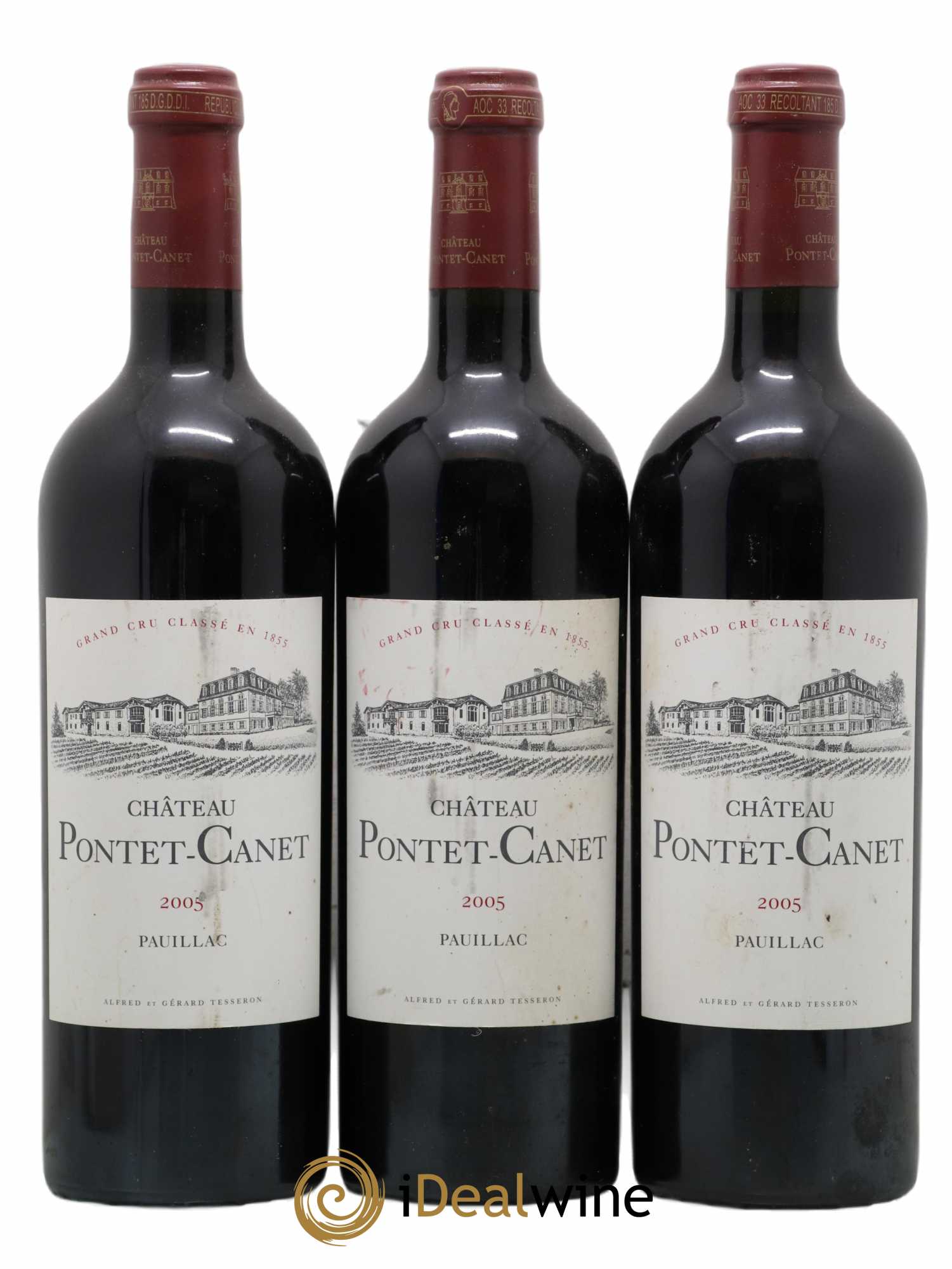 Château Pontet Canet 5ème Grand Cru Classé 2005 - Lot de 3 bouteilles - 0