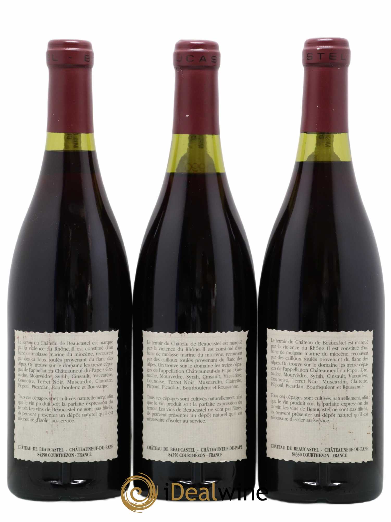 Châteauneuf-du-Pape Château de Beaucastel Famille Perrin 1990 - Lot de 3 bouteilles - 1