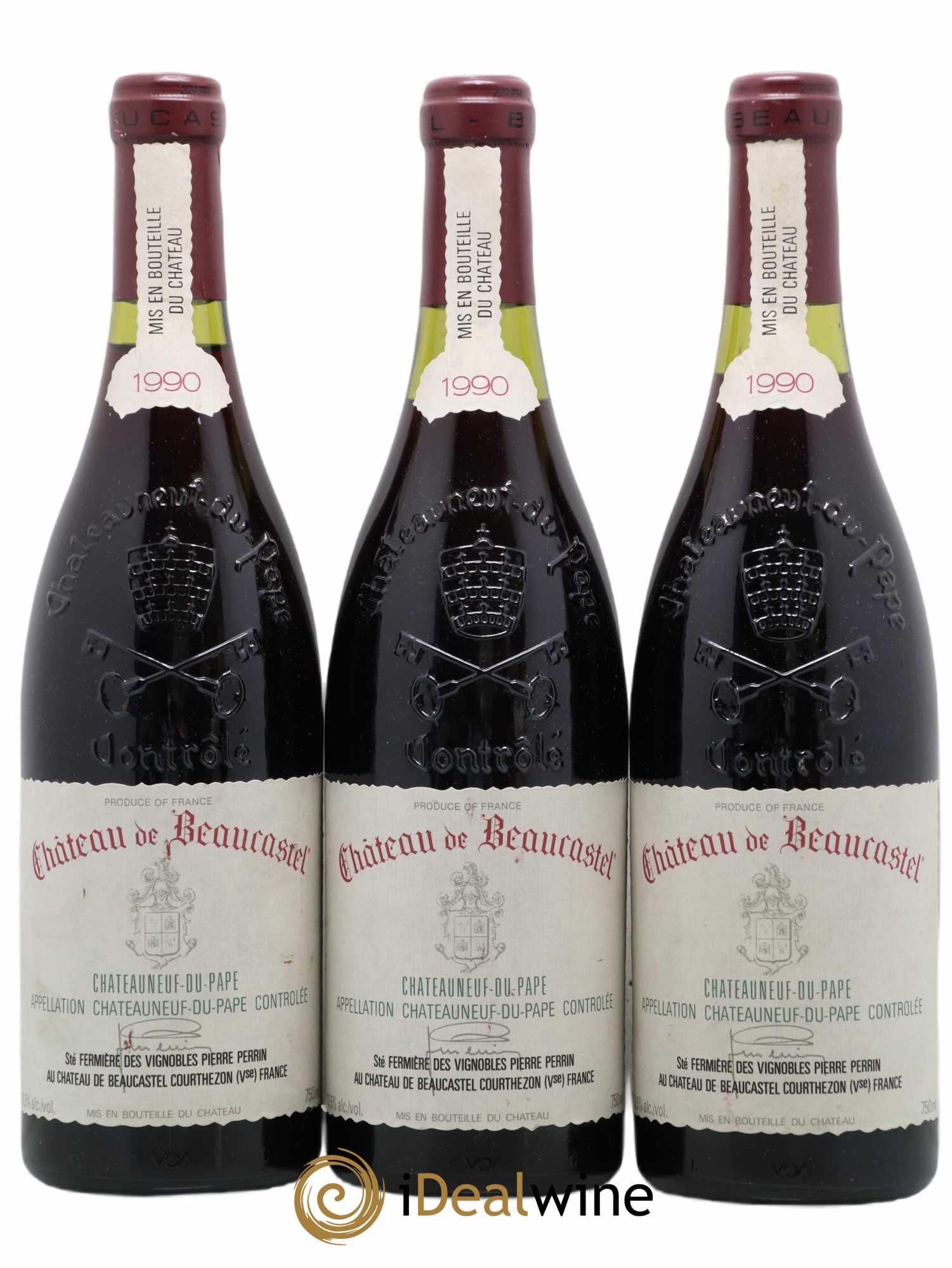 Châteauneuf-du-Pape Château de Beaucastel Famille Perrin 1990 - Lot de 3 bouteilles - 0