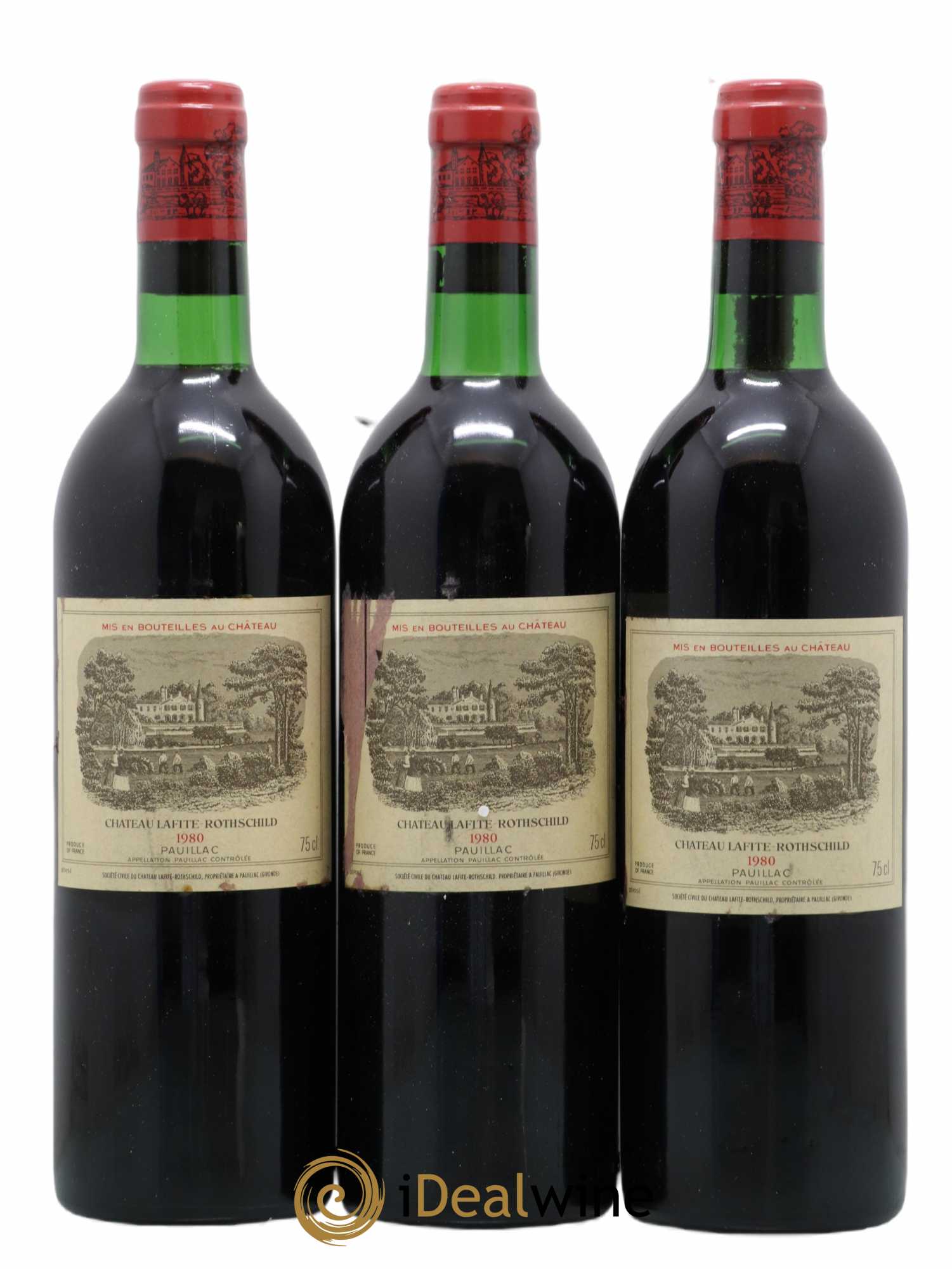 Château Lafite Rothschild 1er Grand Cru Classé 1980 - Lot de 3 bouteilles - 0