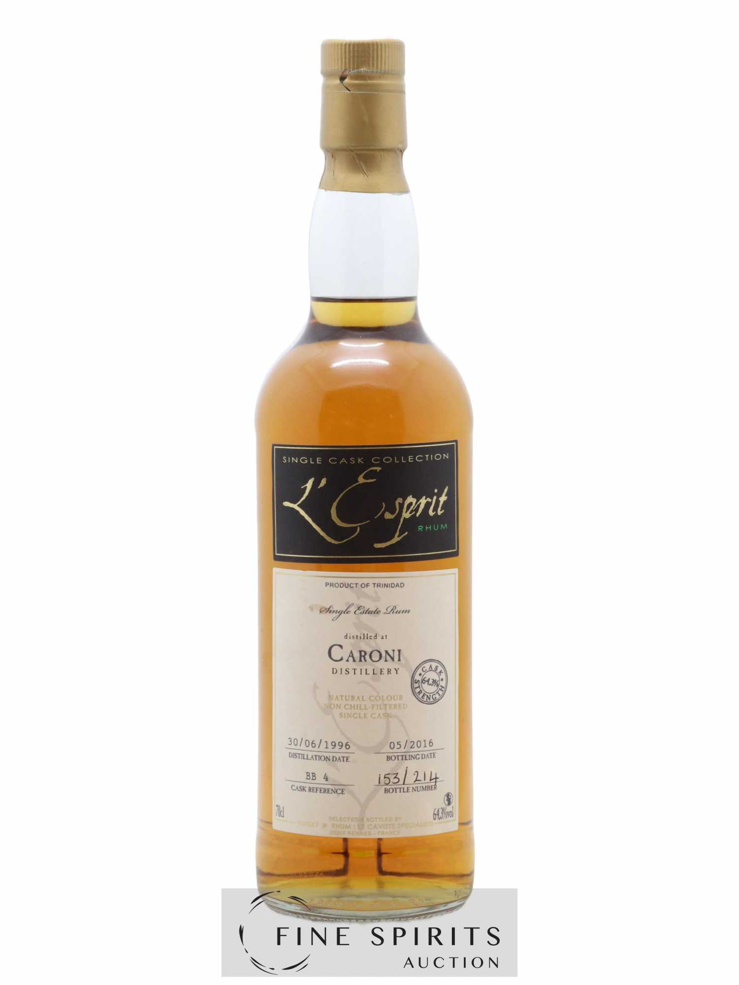 Caroni 1996 Whisky & Rhum L'Esprit Cask n°BB 4 - One of 214 - bottled 2016 - Lot de 1 bouteille - 1