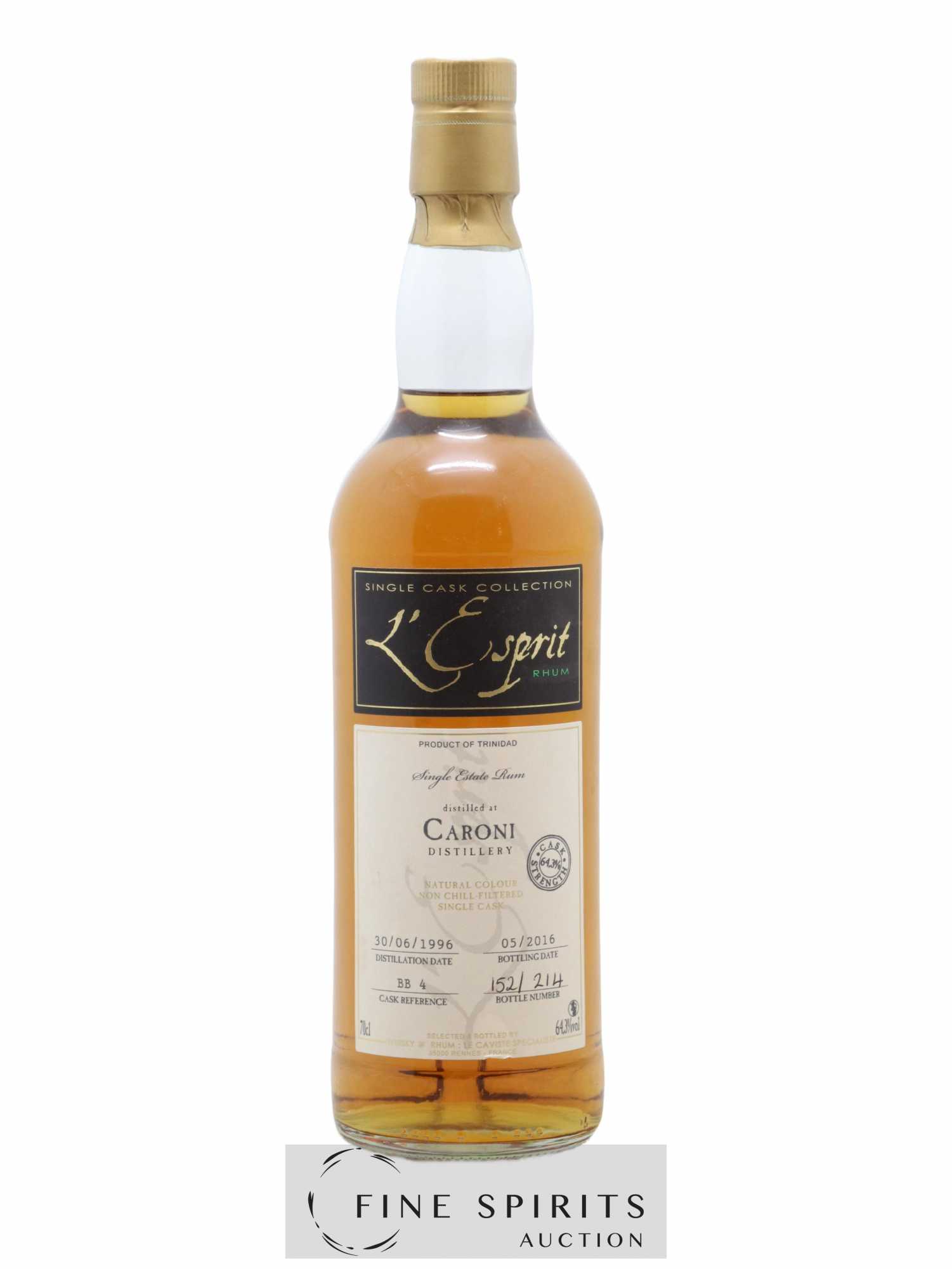 Caroni 1996 Whisky & Rhum L'Esprit Cask n°BB 4 - One of 214 - bottled 2016 - Lot de 1 bouteille - 1