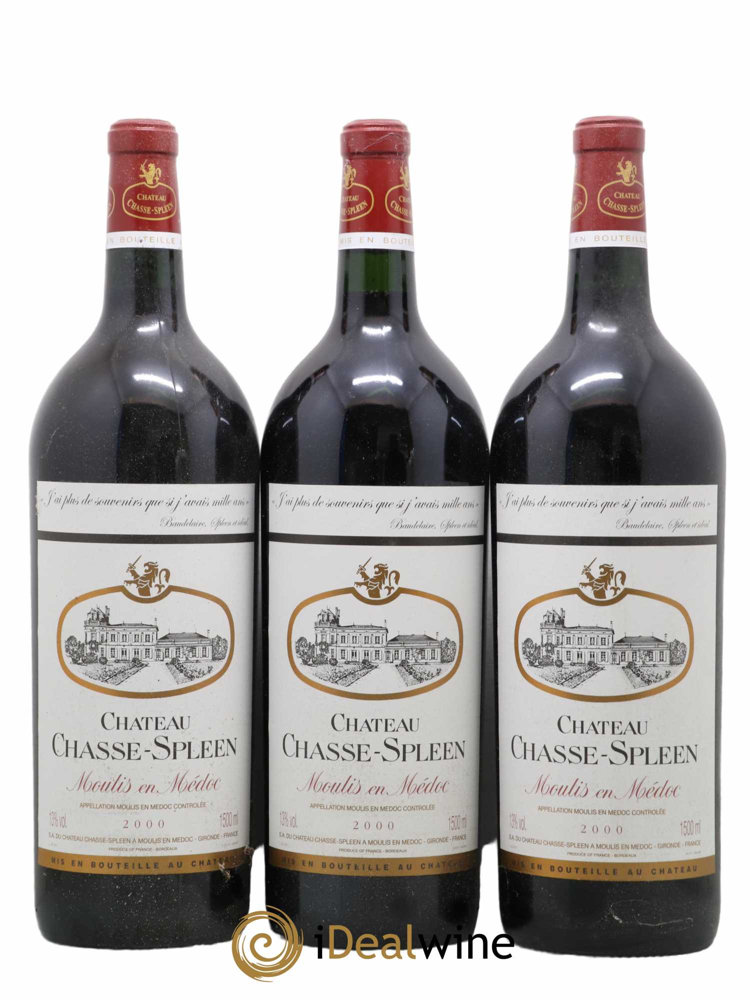 Château Chasse Spleen 2000 - Lot de 3 magnums - 0