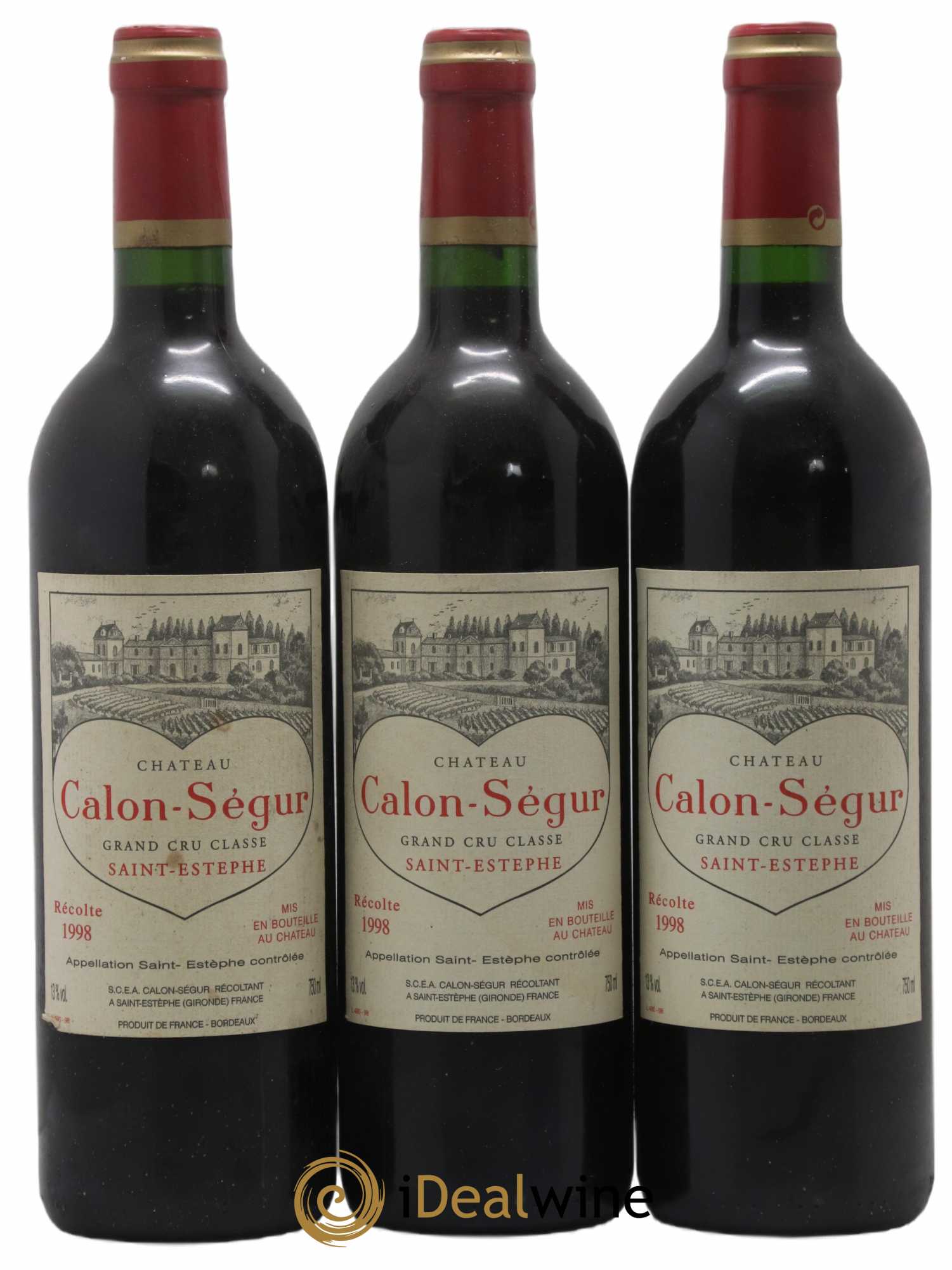 Château Calon Ségur 3ème Grand Cru Classé 1998 - Lot de 3 bouteilles - 0
