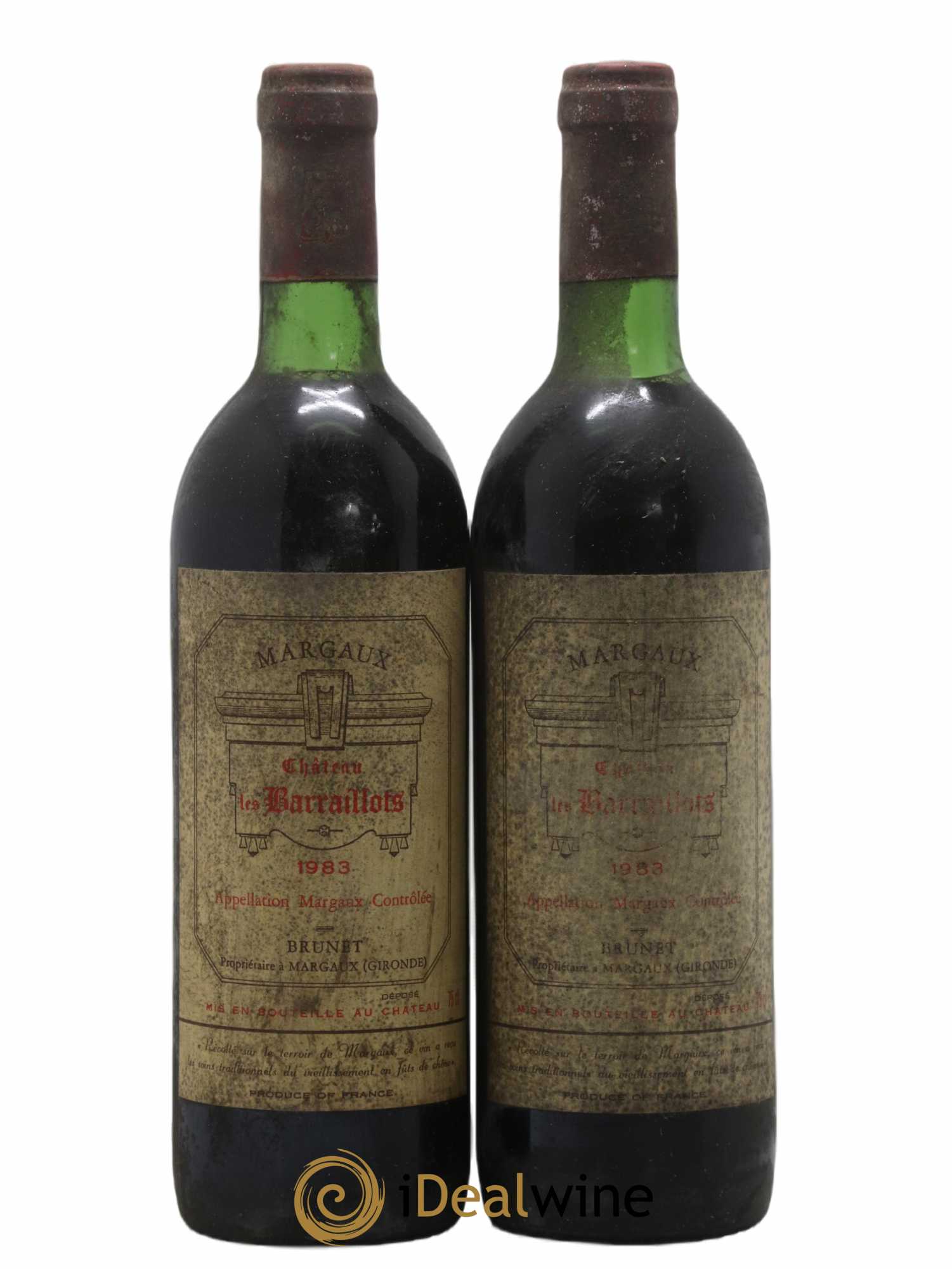 Bordeaux Margaux Chateau Les Barraillots 1983 - Lot de 2 bouteilles - 0