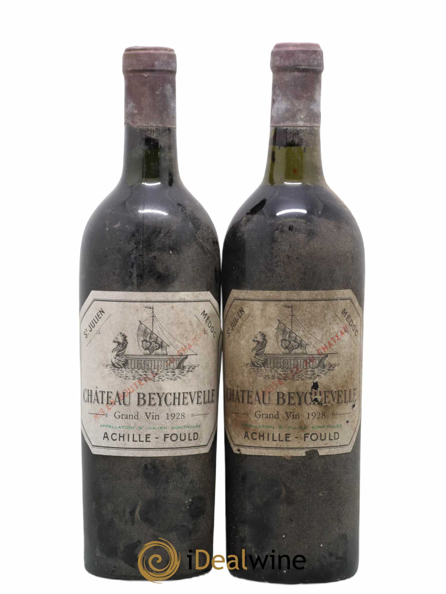 Château Beychevelle 4ème Grand Cru Classé 1928 - Lot de 2 bouteilles - 0