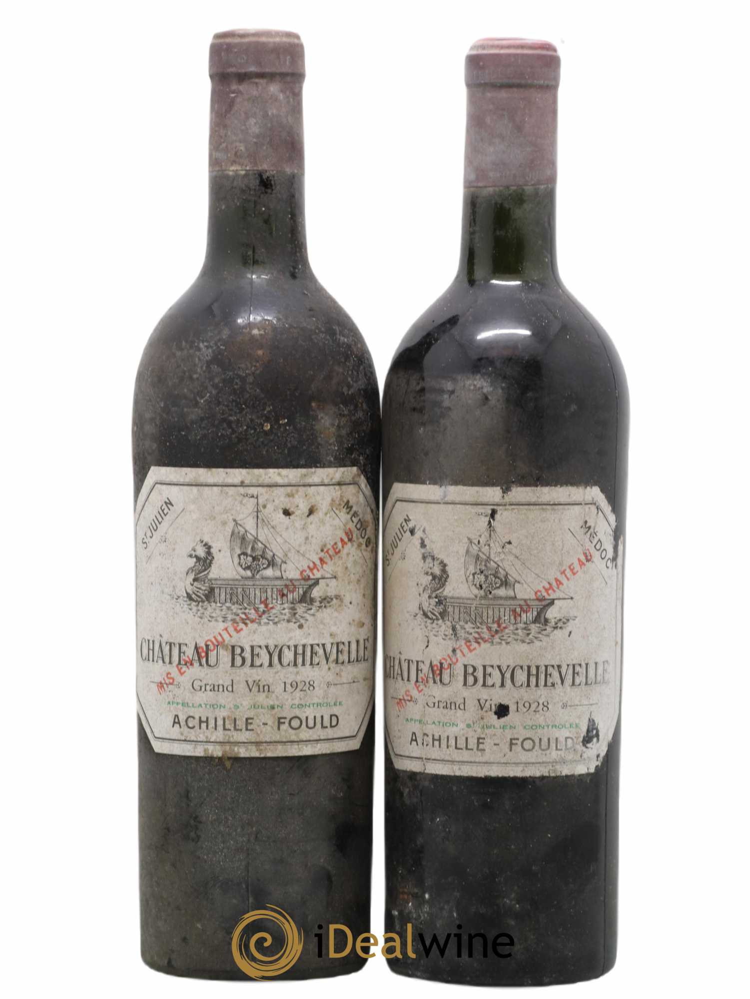 Château Beychevelle 4ème Grand Cru Classé 1928 - Lot de 2 bouteilles - 0