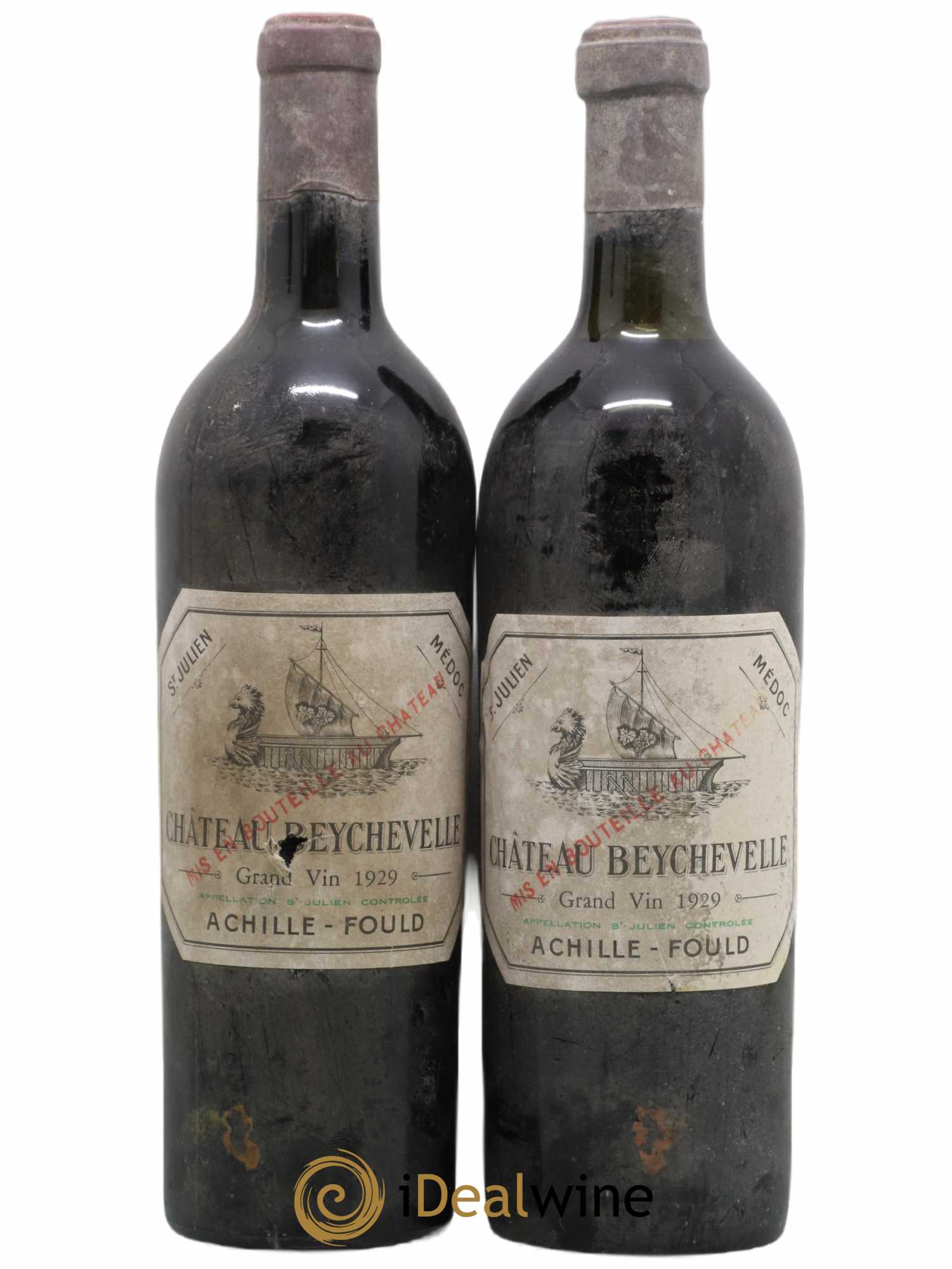 Château Beychevelle 4ème Grand Cru Classé 1929 - Lot de 2 bouteilles - 0