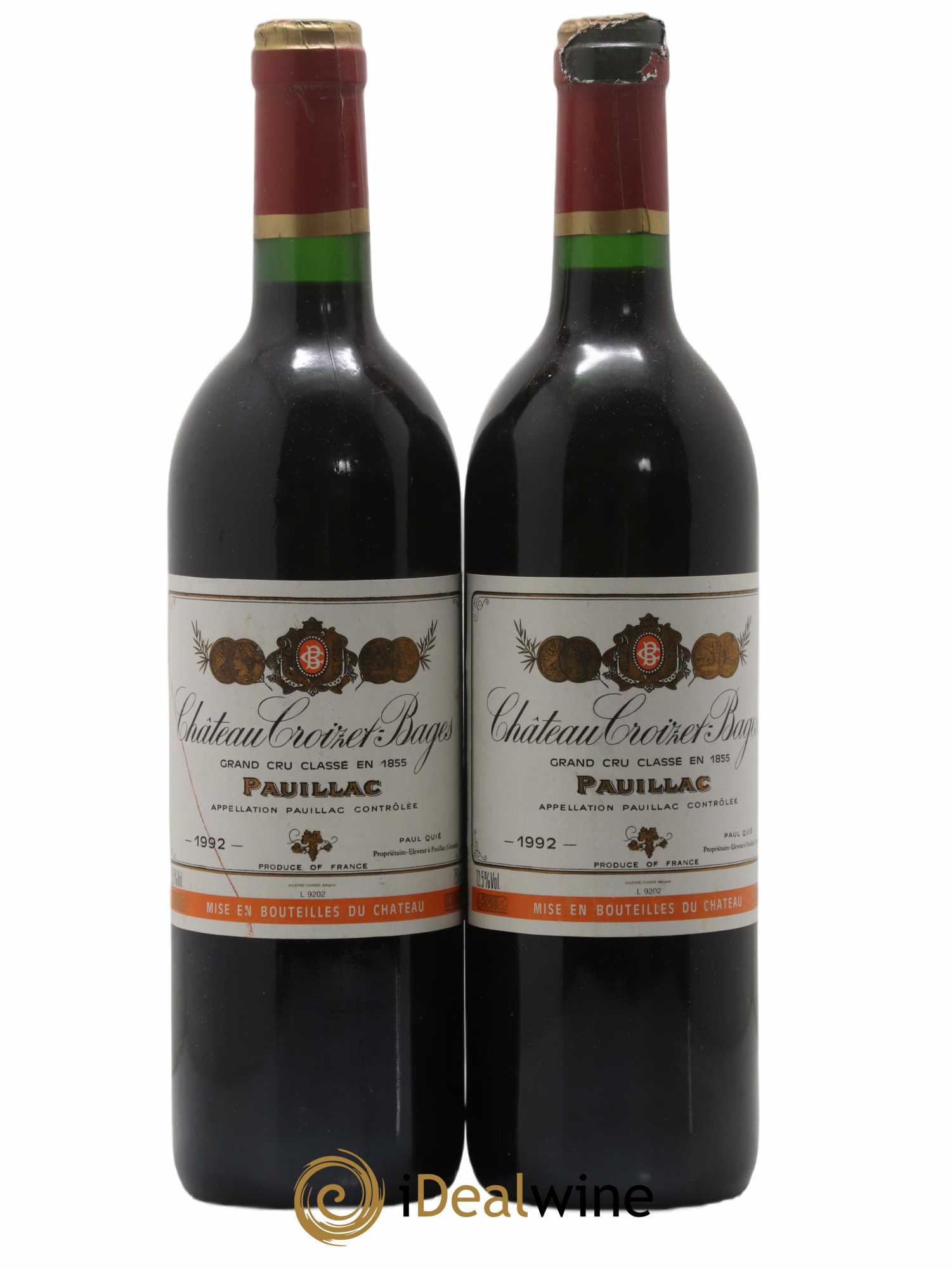 Château Croizet Bages 5ème Grand Cru Classé 1992 - Lot de 2 bouteilles - 0