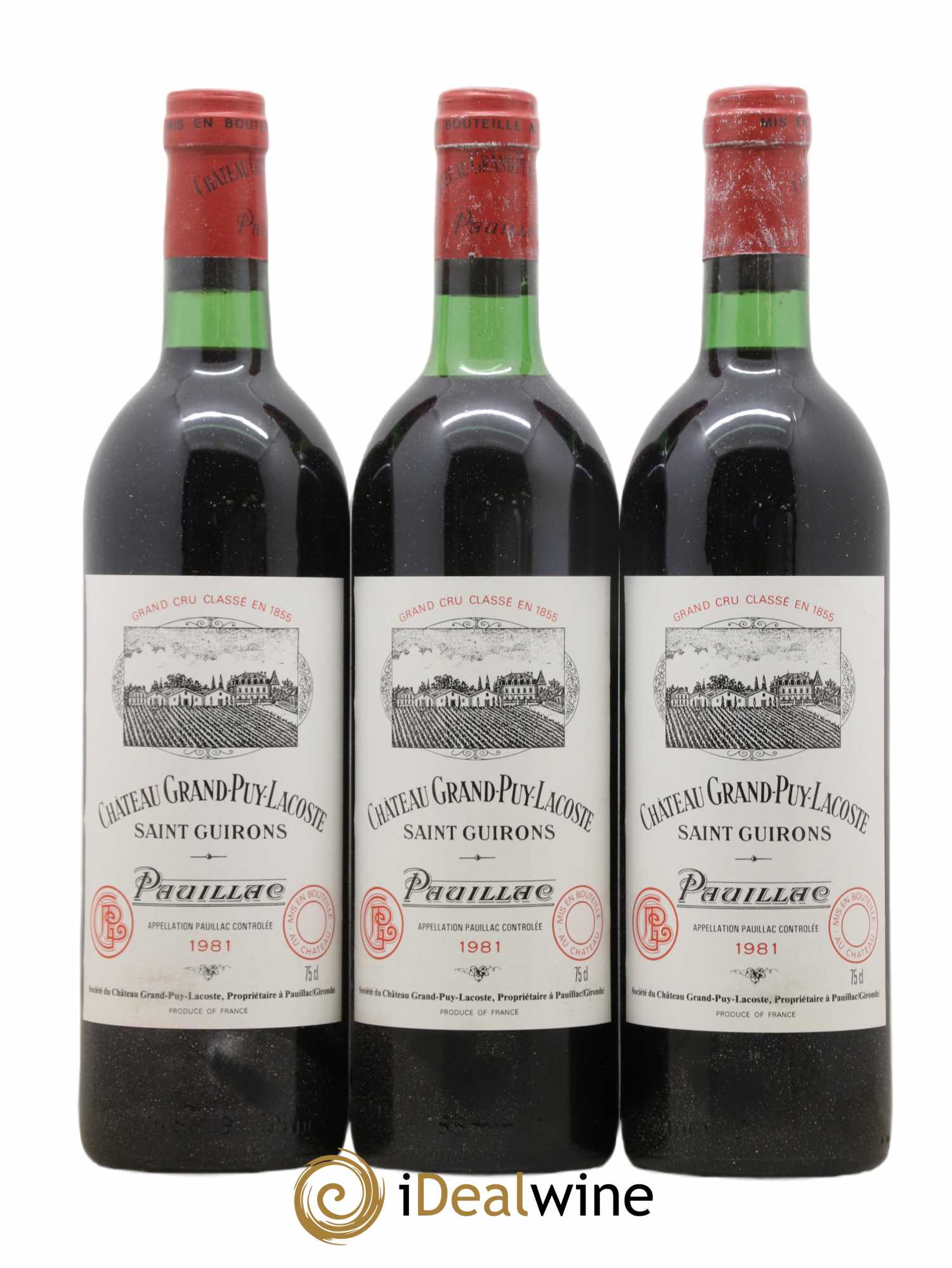 Château Grand Puy Lacoste 5ème Grand Cru Classé 1981 - Lot of 3 bottles - 0
