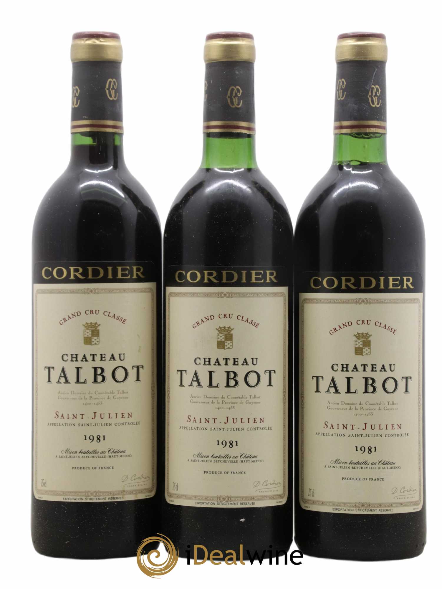 Château Talbot 4ème Grand Cru Classé 1981 - Lot de 3 bouteilles - 0